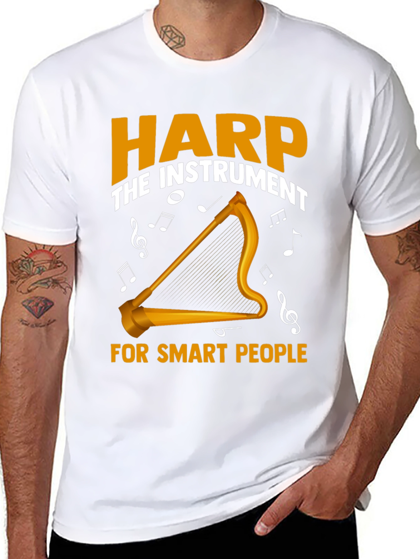 Harp Instrument Smart People Graphic Tee