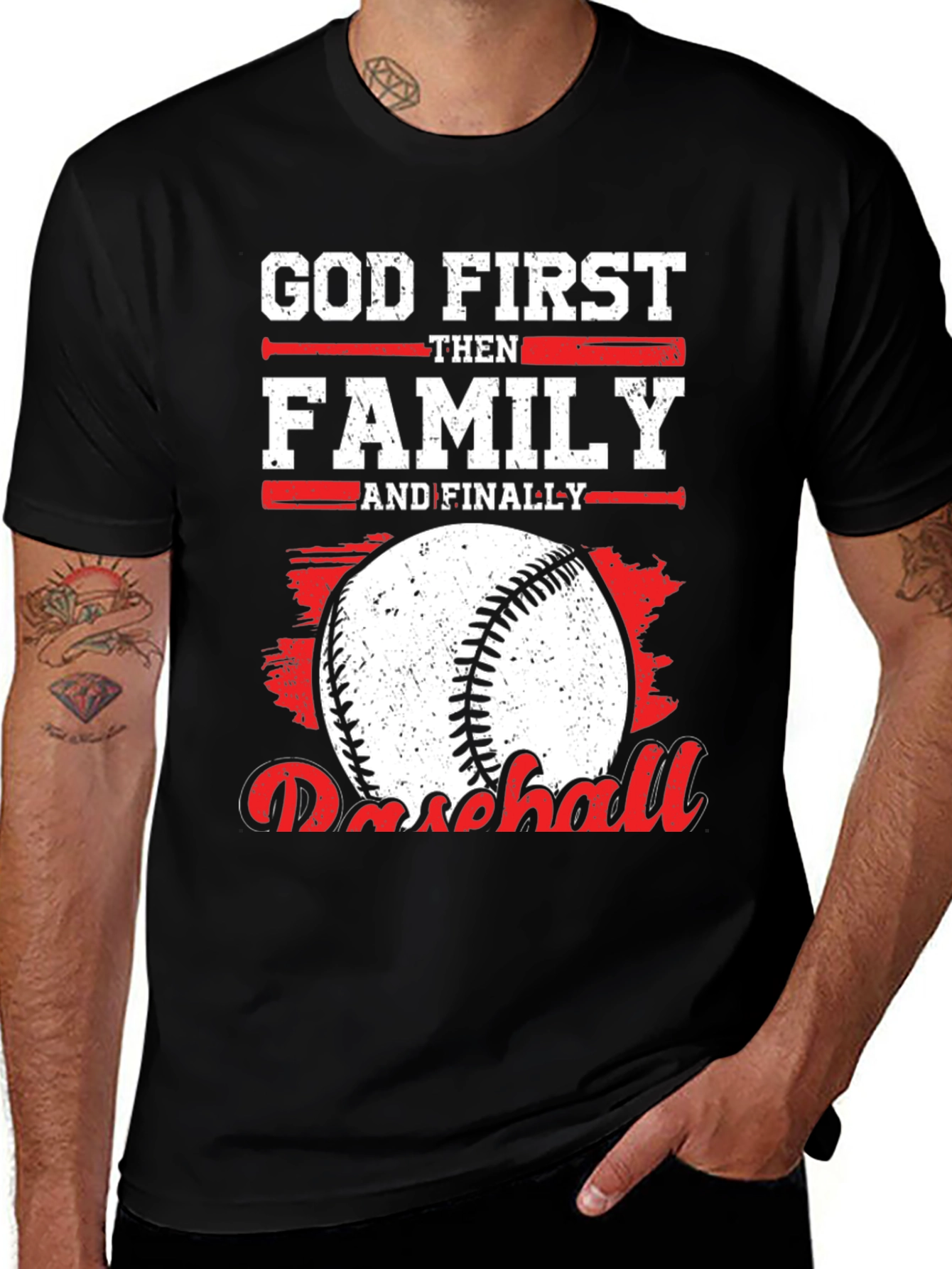 God First Family Then Baseball Graphic Tee
