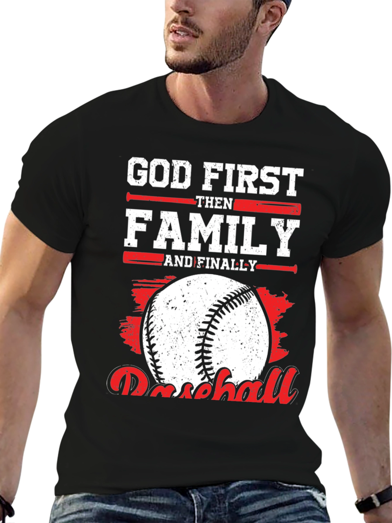 God First Family Then Baseball Graphic Tee