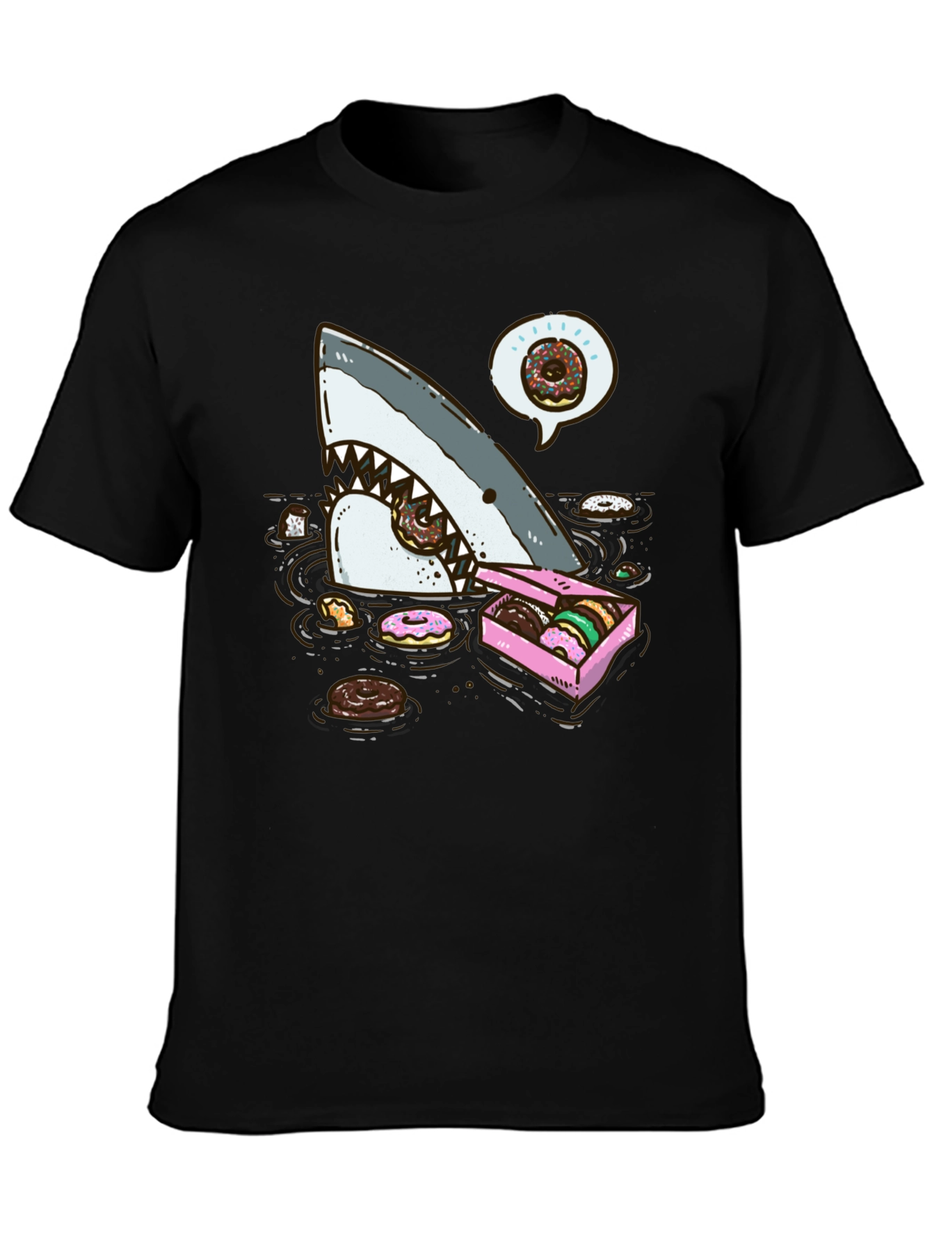 Donut Shark Tee - Funny Graphic Print T-Shirt