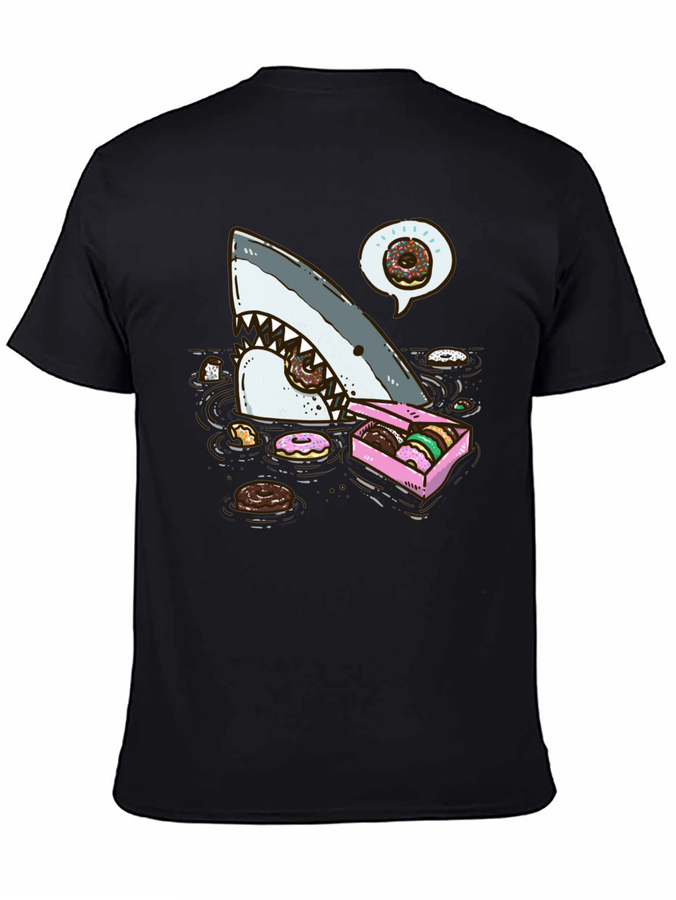 Donut Shark Tee - Funny Graphic Print T-Shirt