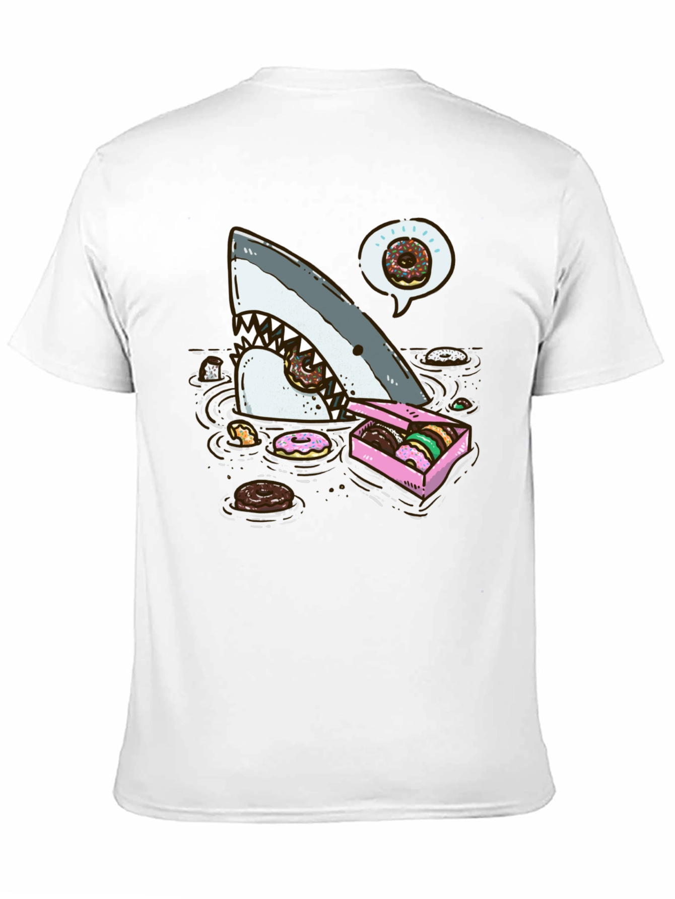Donut Shark Tee - Funny Graphic Print T-Shirt