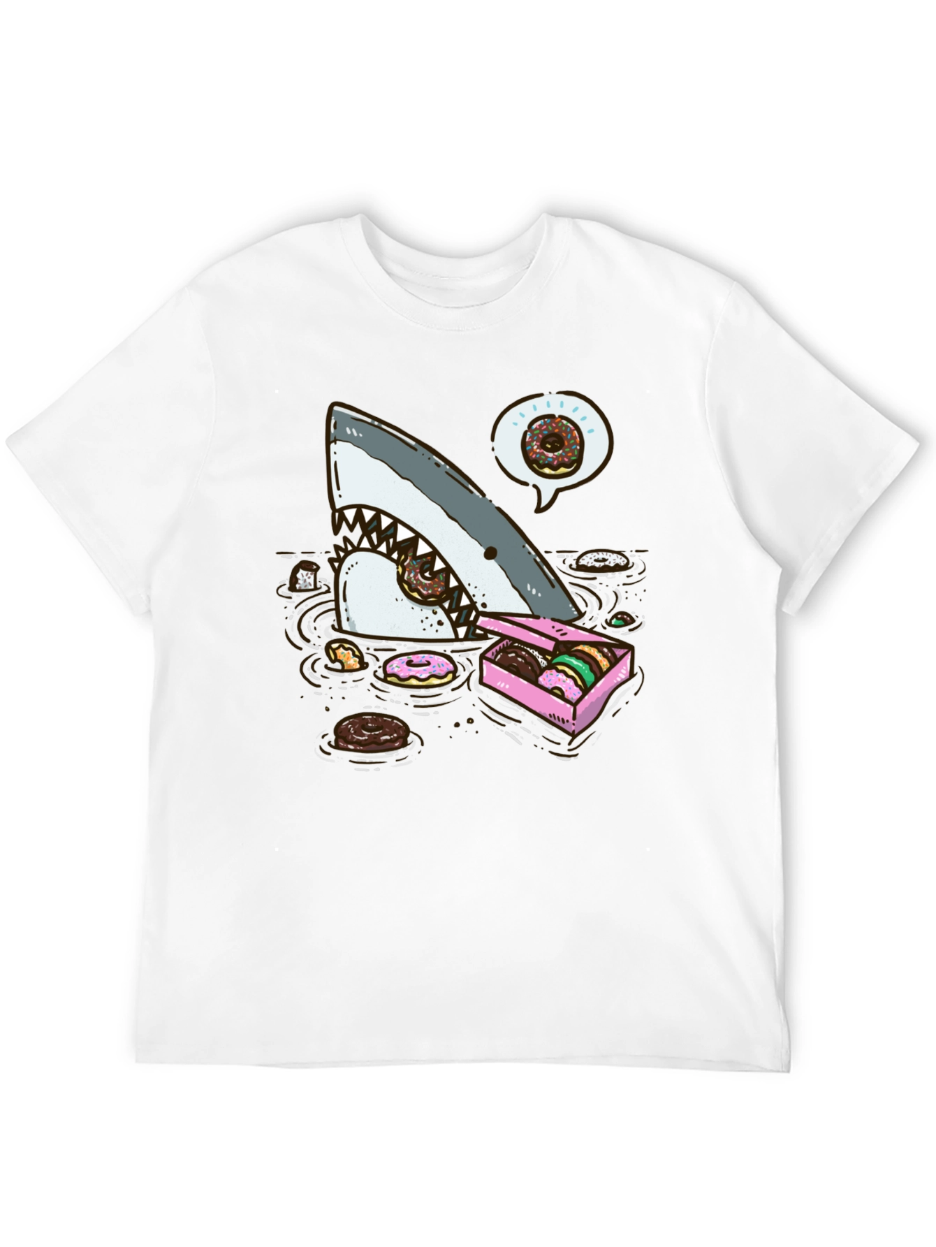 Donut Shark Tee - Funny Graphic Print T-Shirt