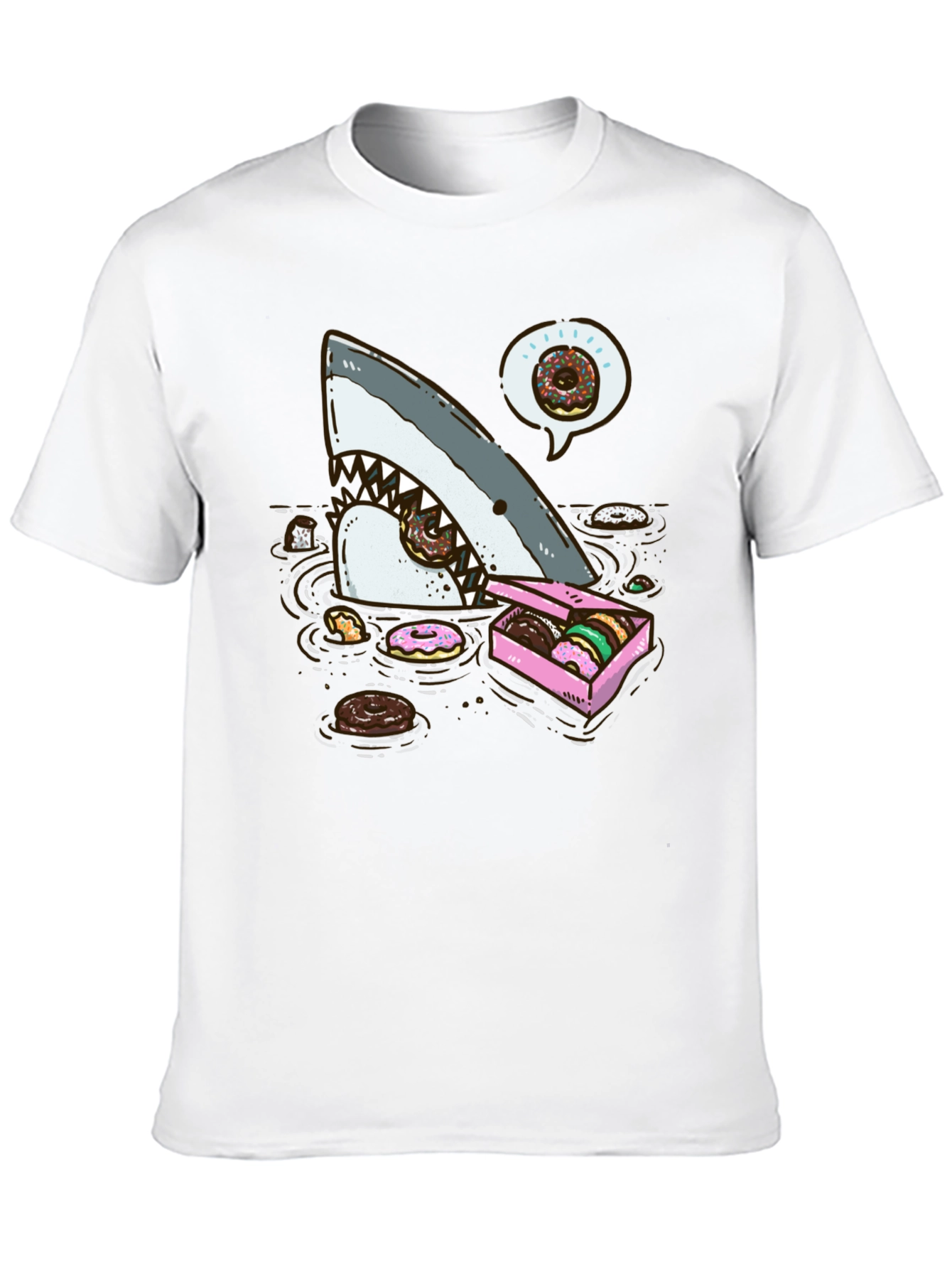 Donut Shark Tee - Funny Graphic Print T-Shirt