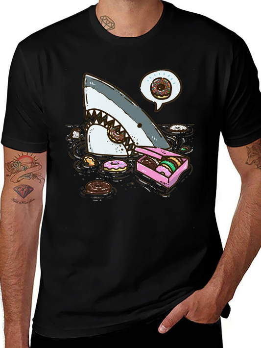 Donut Shark Tee - Funny Graphic Print T-Shirt