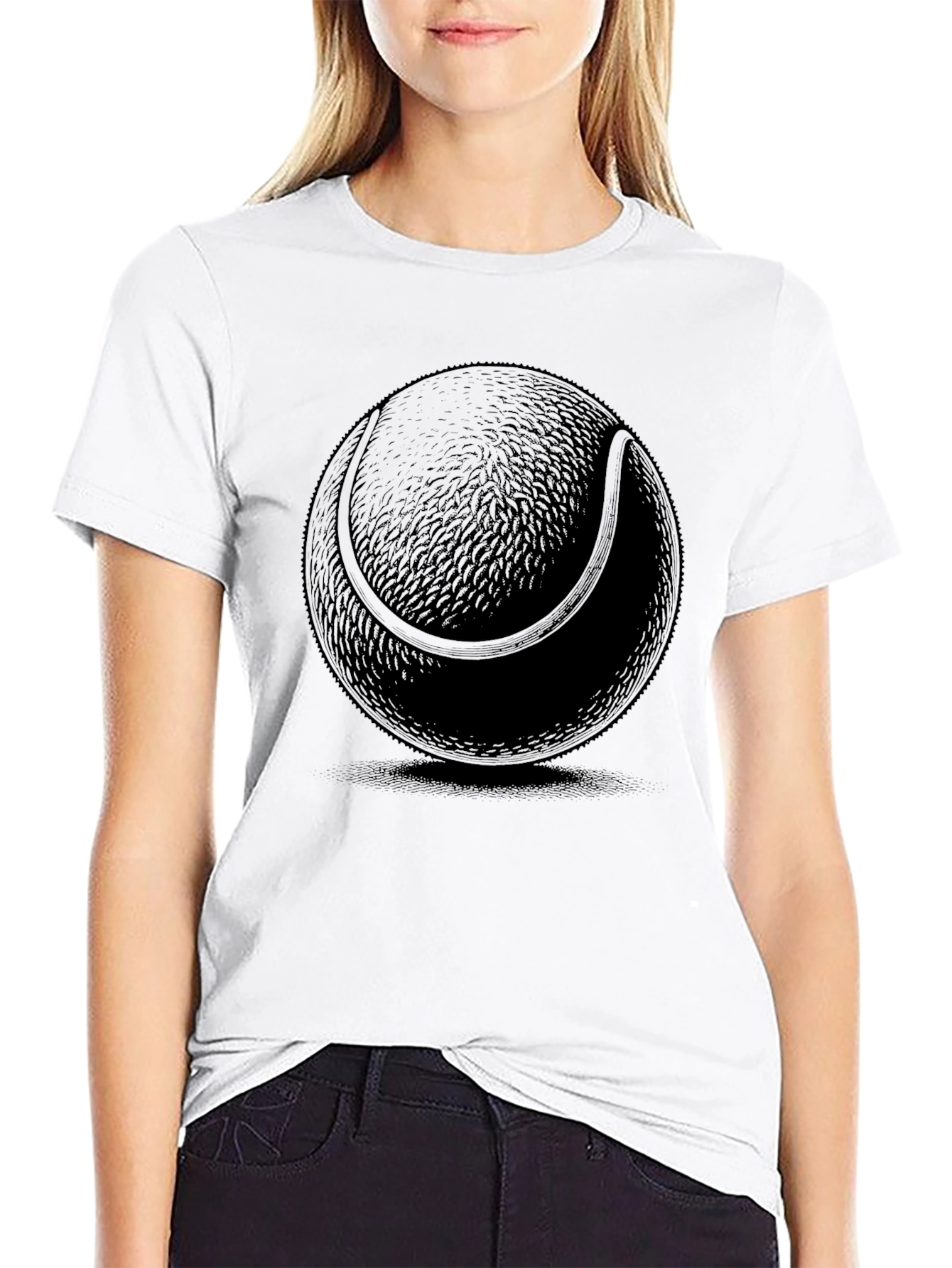 Mens Black Tennis Ball Graphic T-Shirt