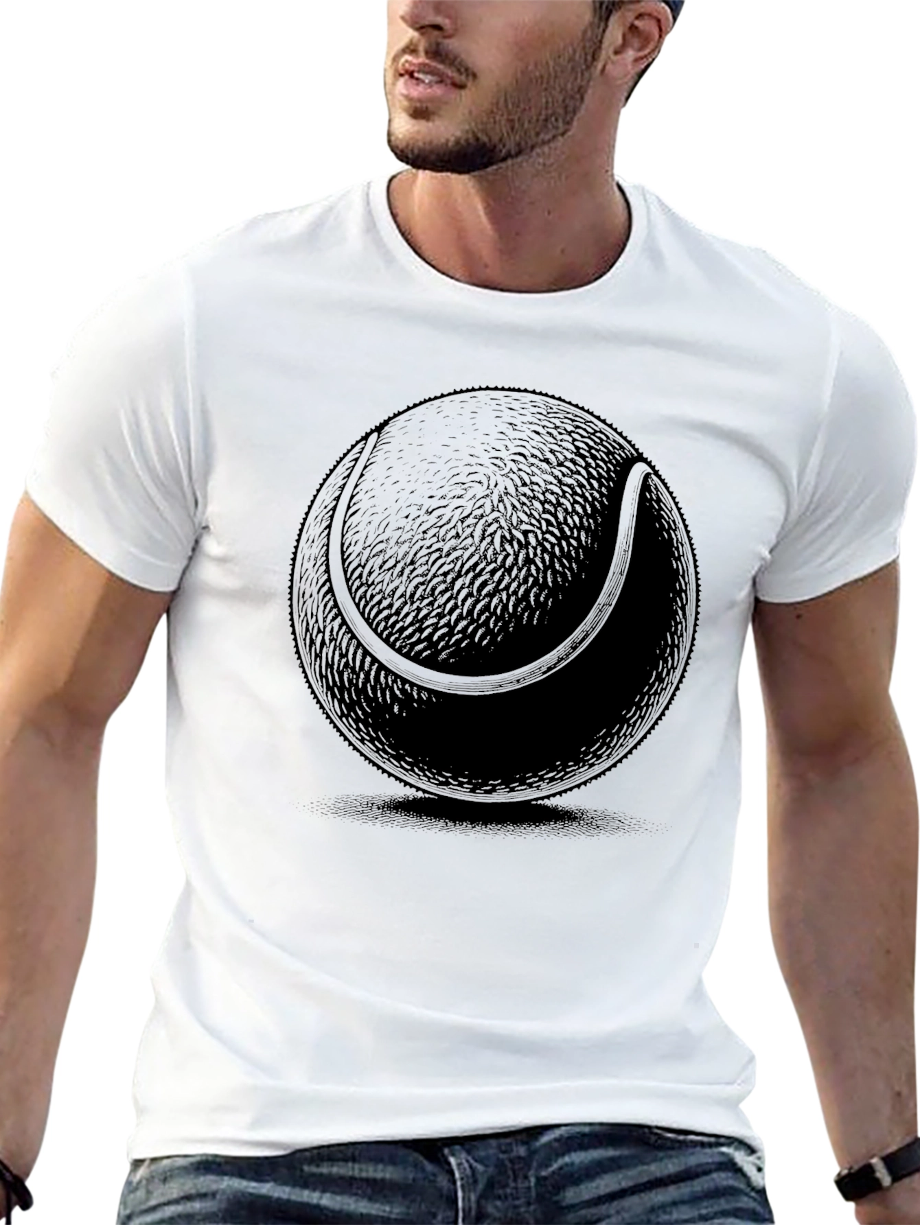 Mens Black Tennis Ball Graphic T-Shirt