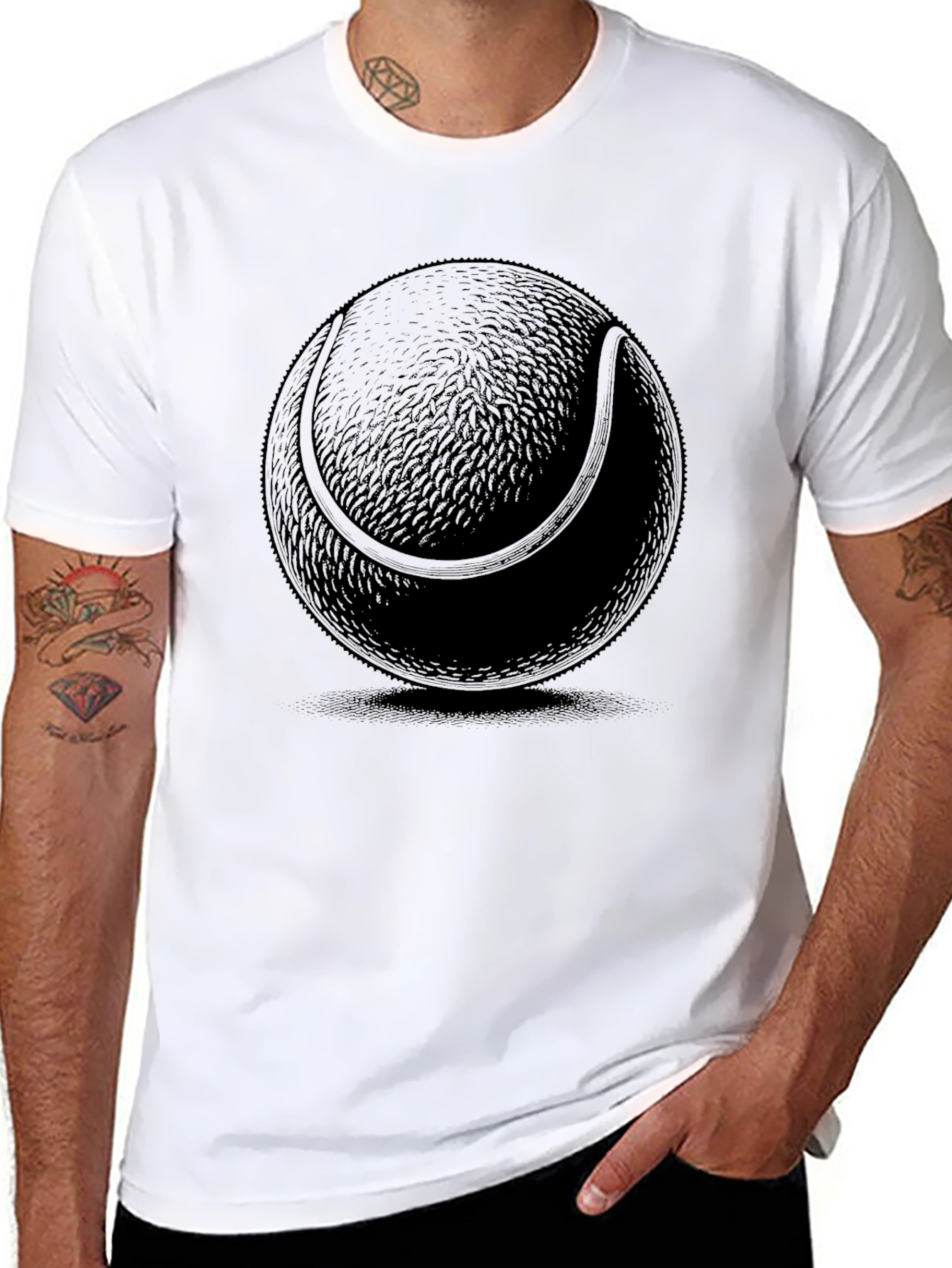 Mens Black Tennis Ball Graphic T-Shirt