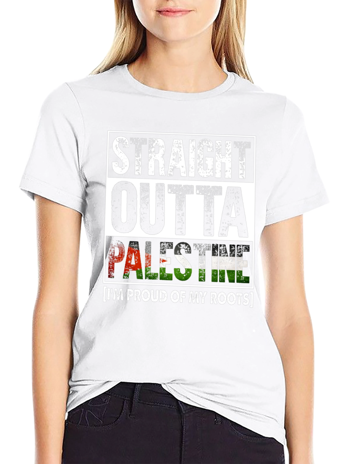 Straight Outta Palestine T-Shirt Proud Roots Graphic Tee