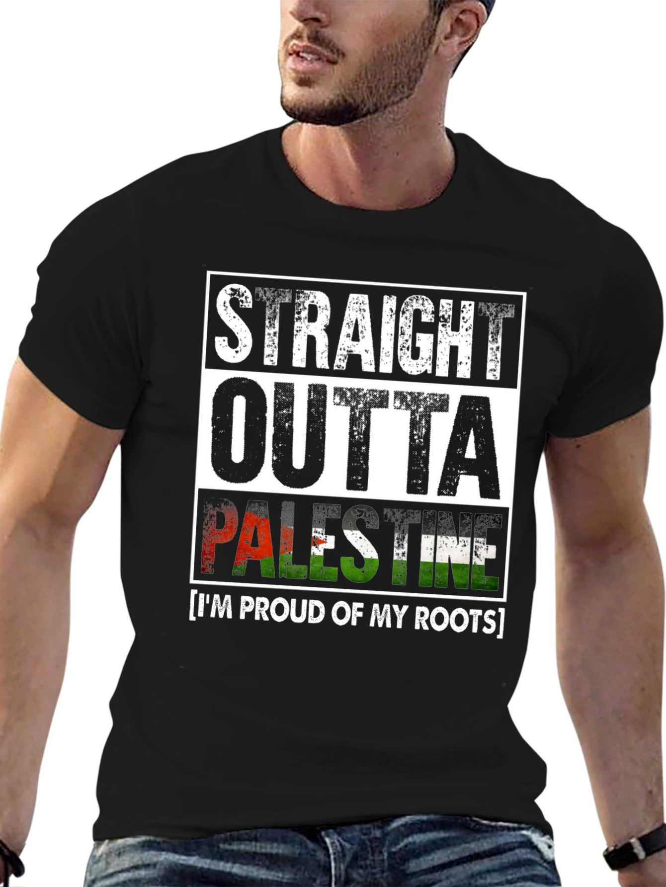 Straight Outta Palestine T-Shirt Proud Roots Graphic Tee