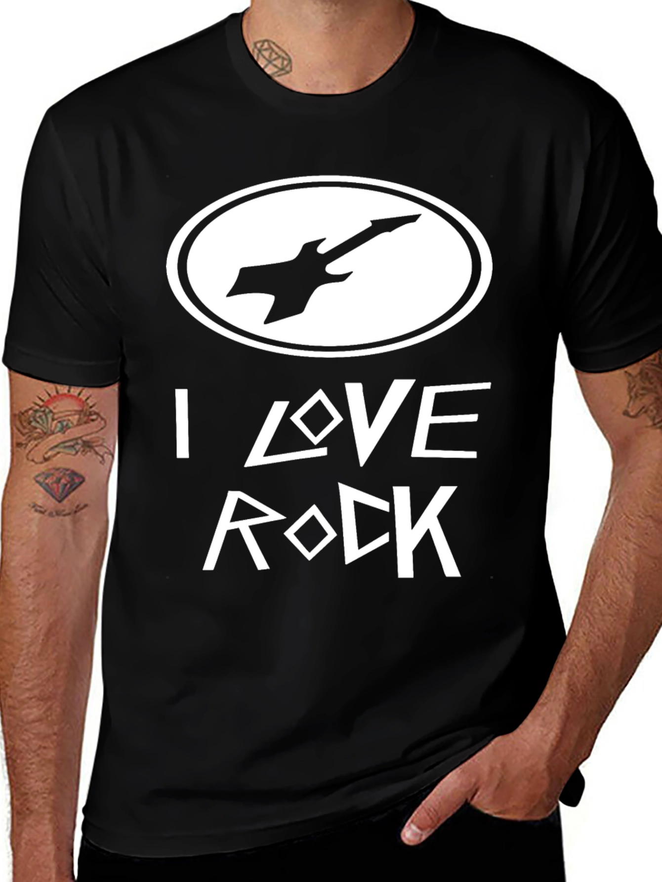 I Love Rock Black Graphic Tee