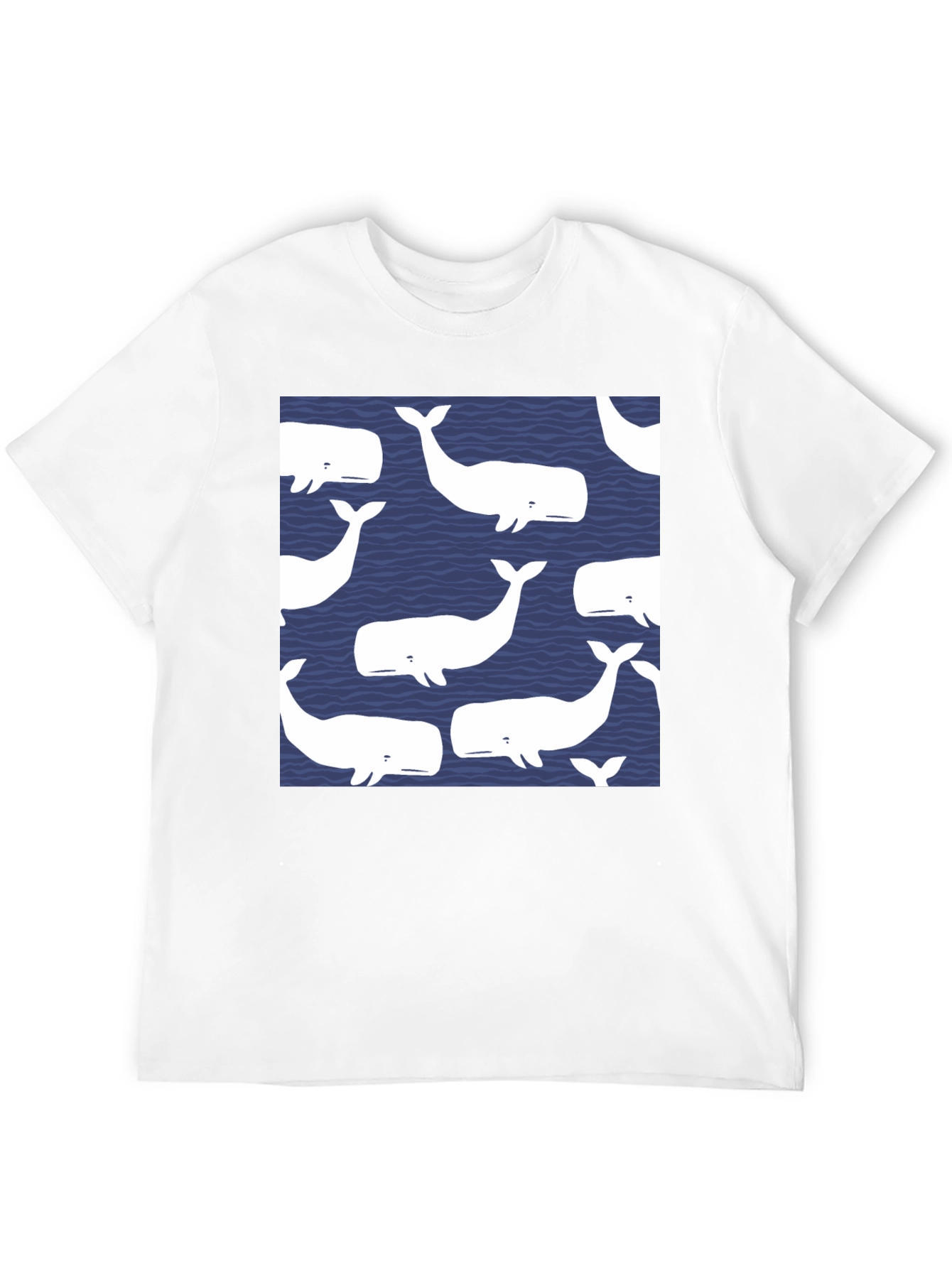 Whale Pattern Black T-Shirt