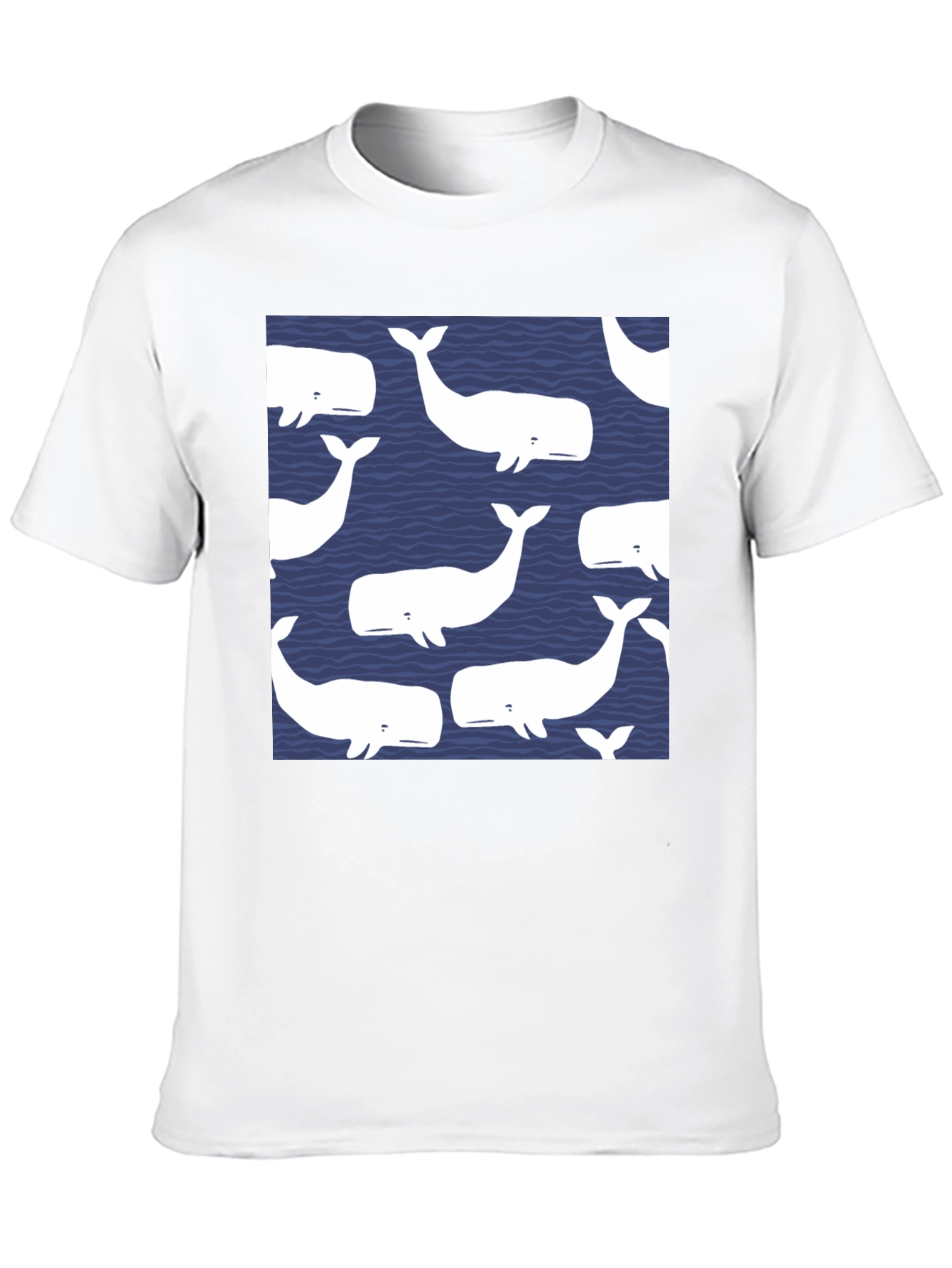 Whale Pattern Black T-Shirt