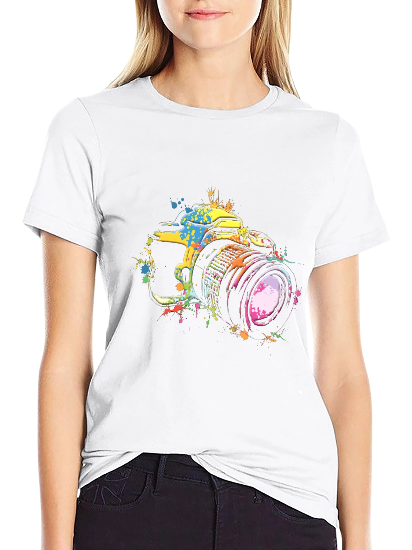 Camera Splatter T-Shirt - Artsy Photography Tee