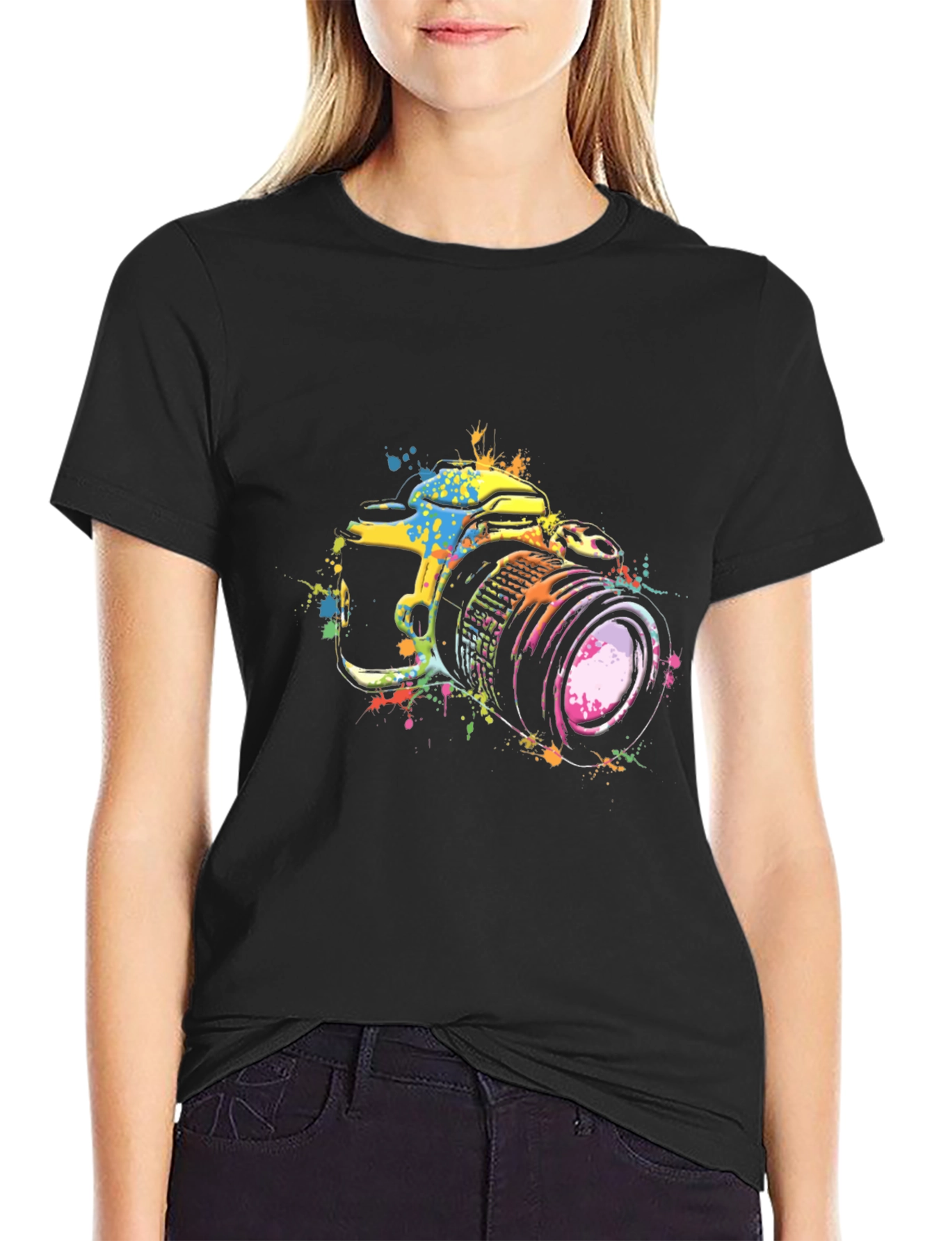 Camera Splatter T-Shirt - Artsy Photography Tee