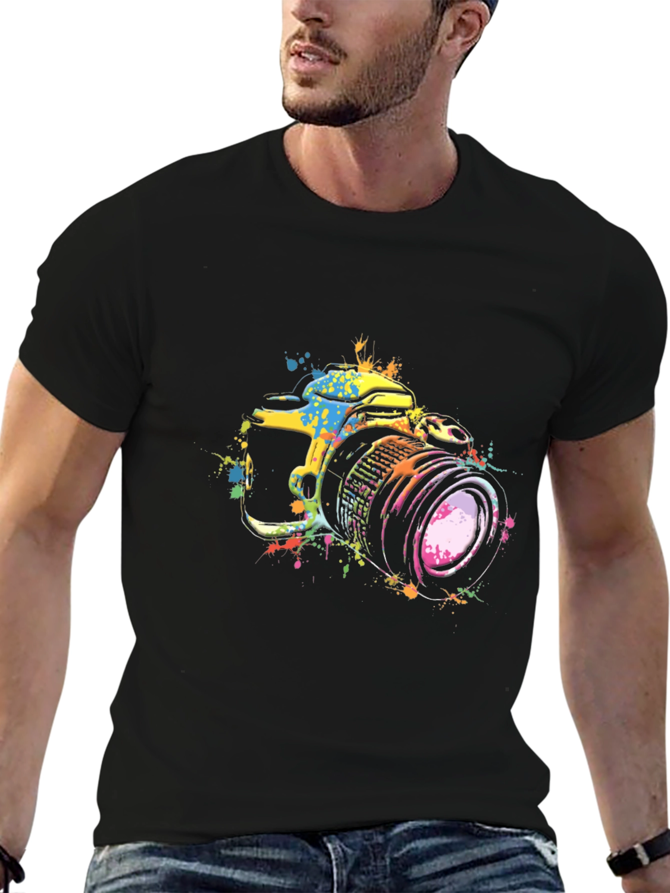 Camera Splatter T-Shirt - Artsy Photography Tee