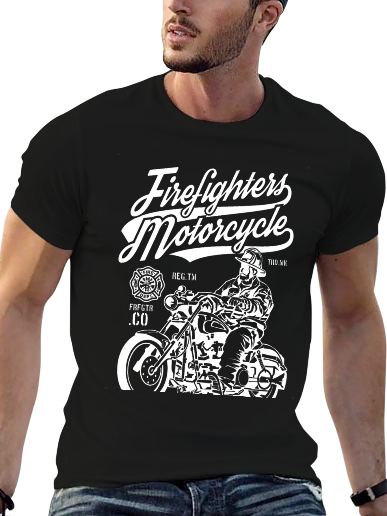 Firefighters Motorcycle T-Shirt - Black