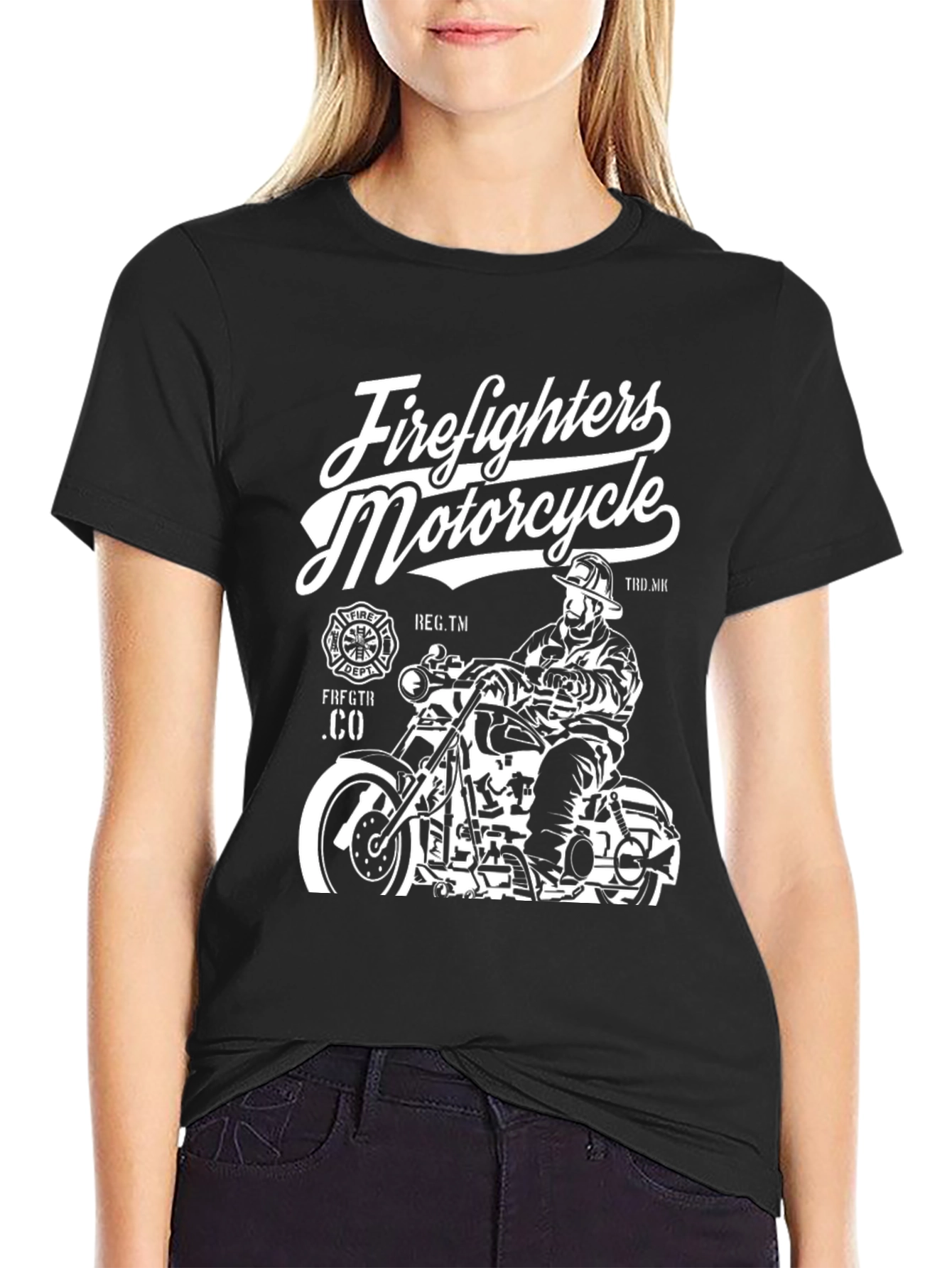 Firefighters Motorcycle T-Shirt - Black
