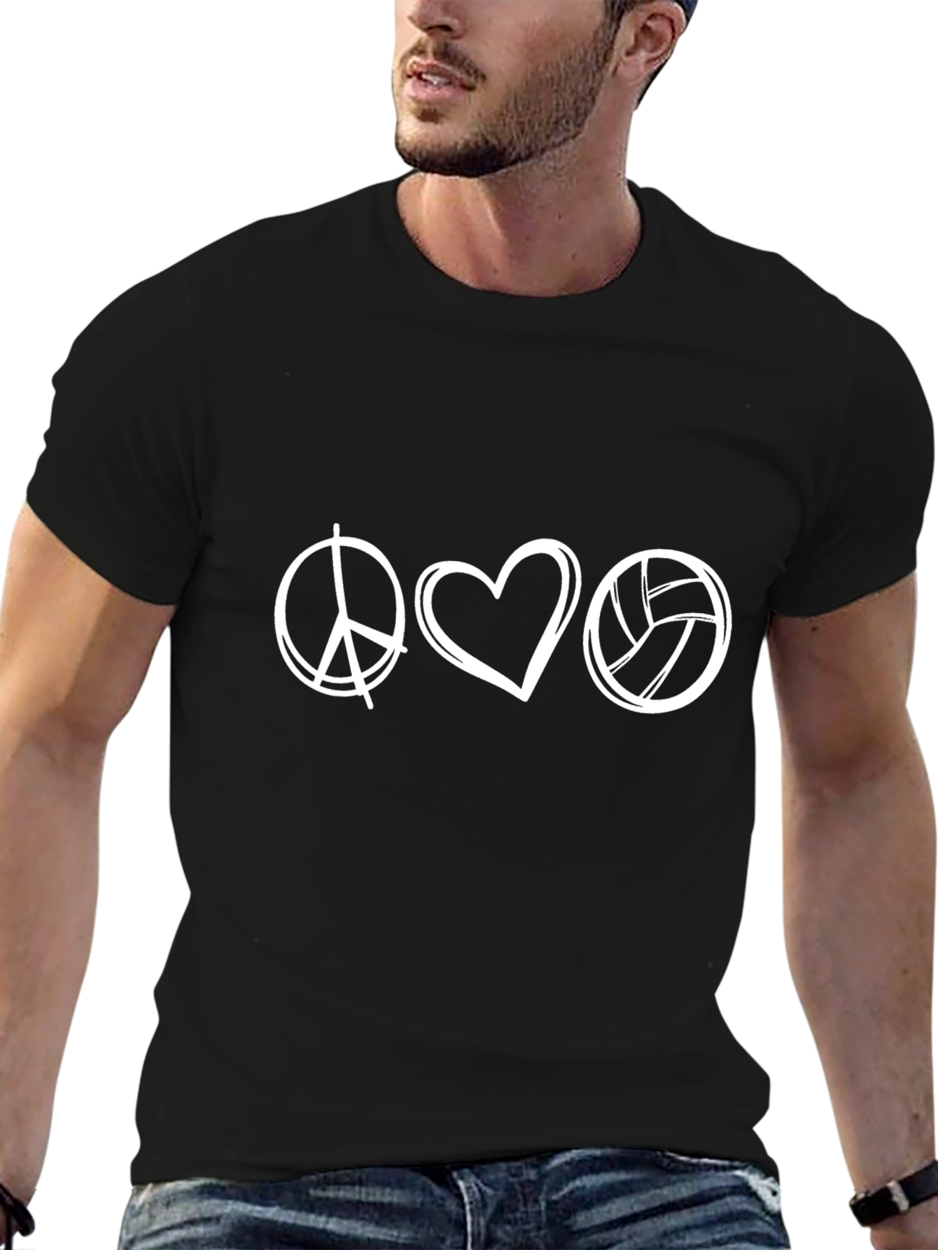 Peace Love Volleyball Graphic T-Shirt