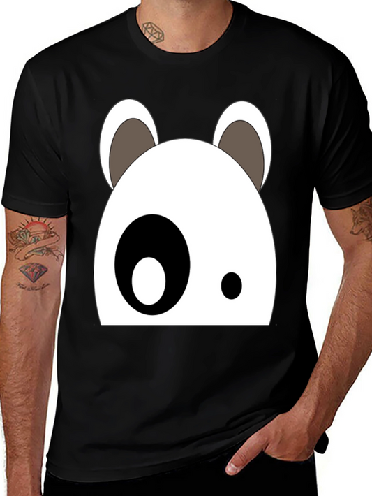 Cartoon Panda Face Black Graphic Tee