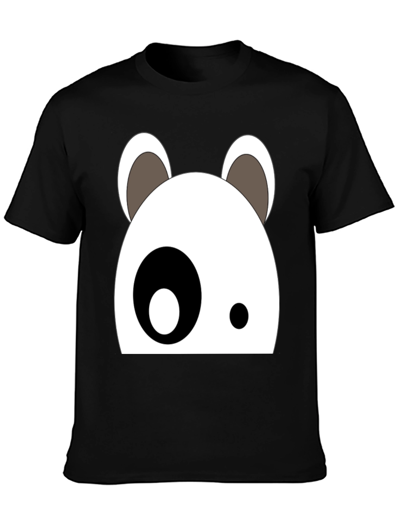 Cartoon Panda Face Black Graphic Tee