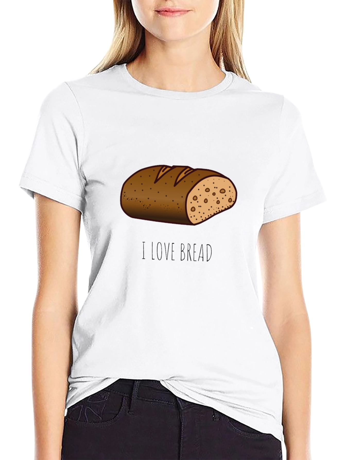 I Love Bread T-Shirt Funny Cartoon Loaf Tee