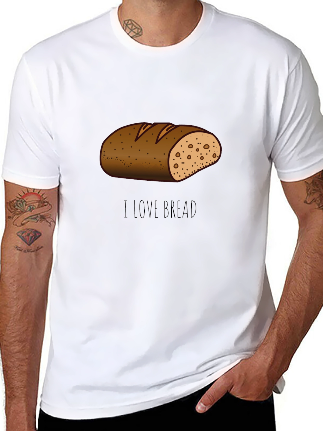 I Love Bread T-Shirt Funny Cartoon Loaf Tee