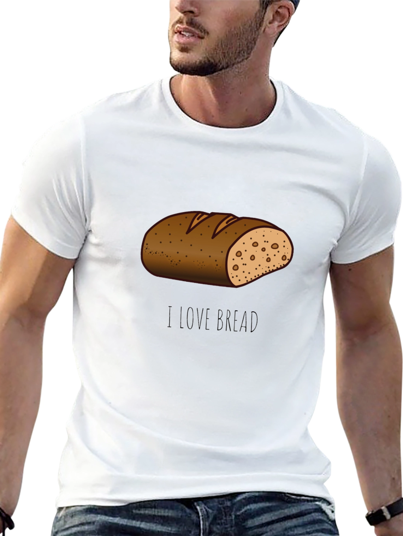 I Love Bread T-Shirt Funny Cartoon Loaf Tee