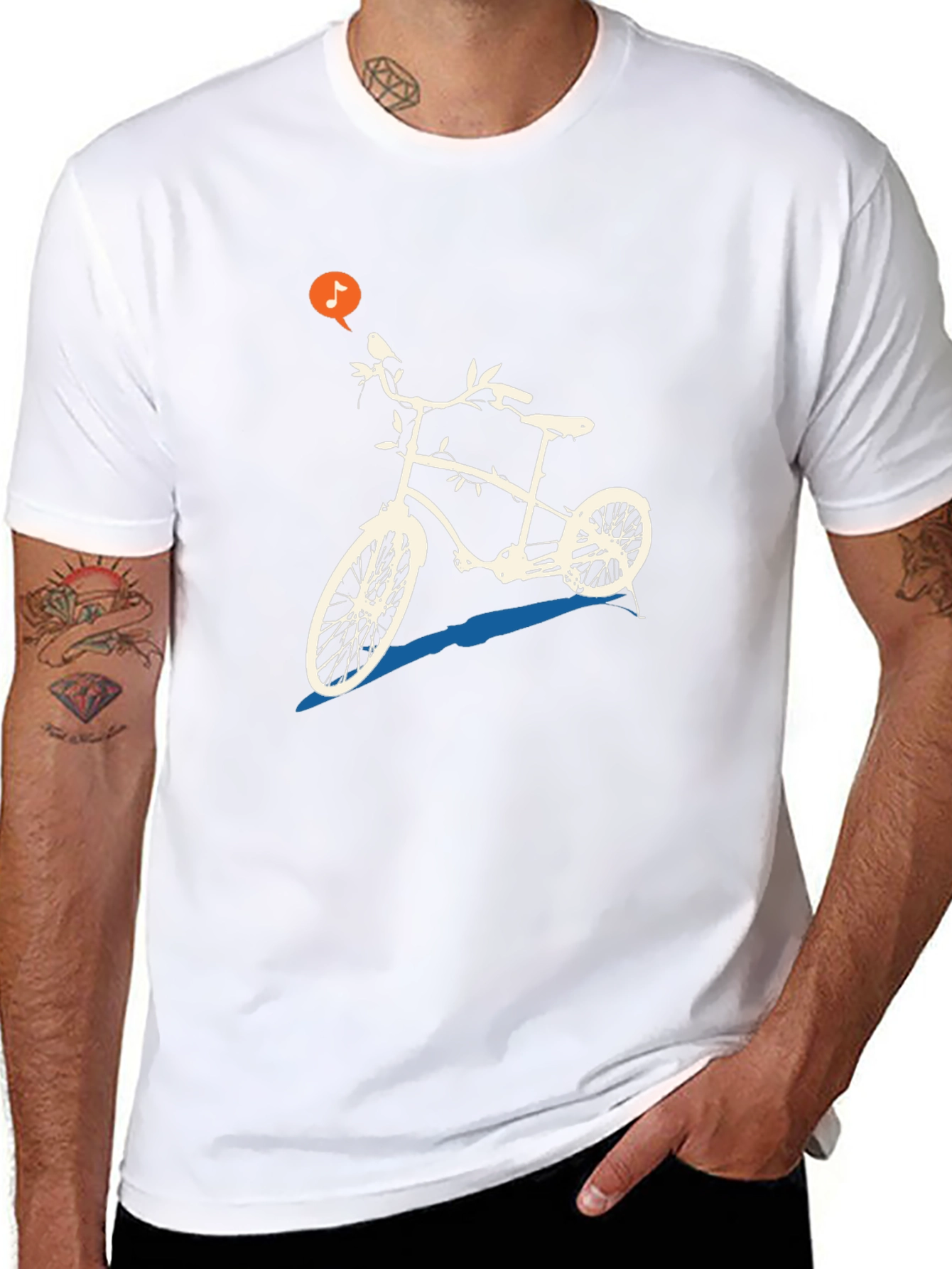 Unique Bicycle Graphic Tee - Black Casual T-Shirt