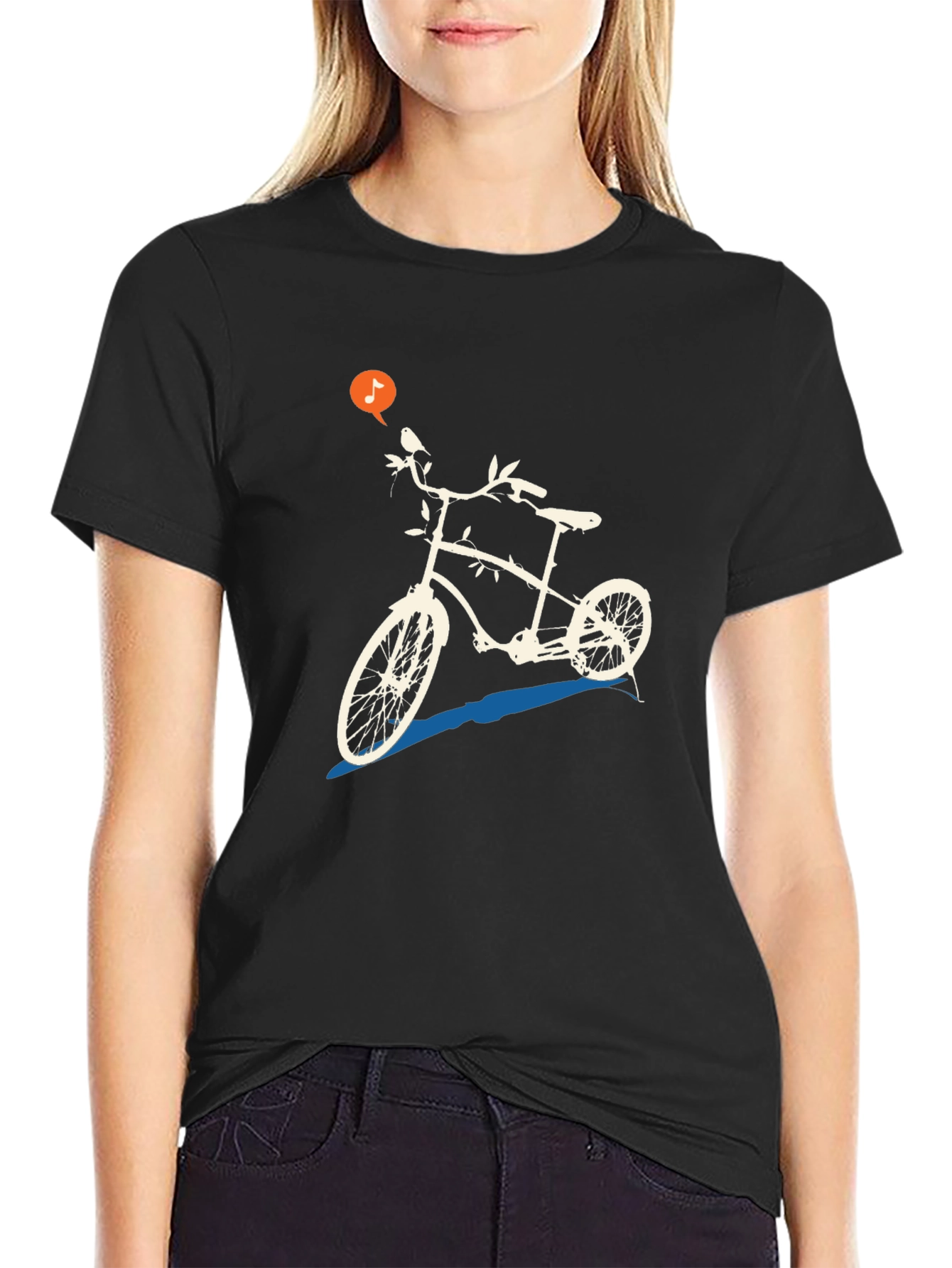 Unique Bicycle Graphic Tee - Black Casual T-Shirt