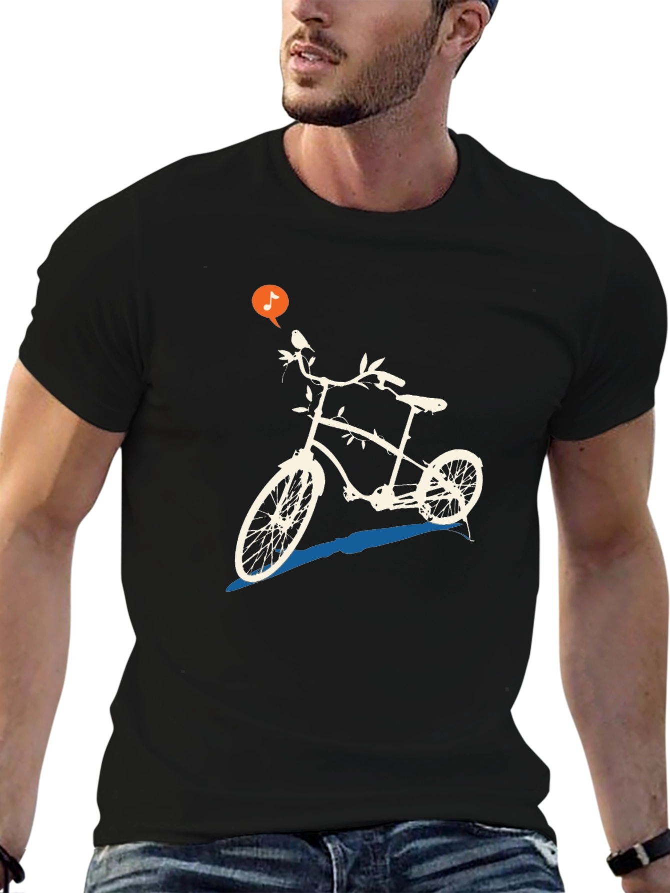 Unique Bicycle Graphic Tee - Black Casual T-Shirt