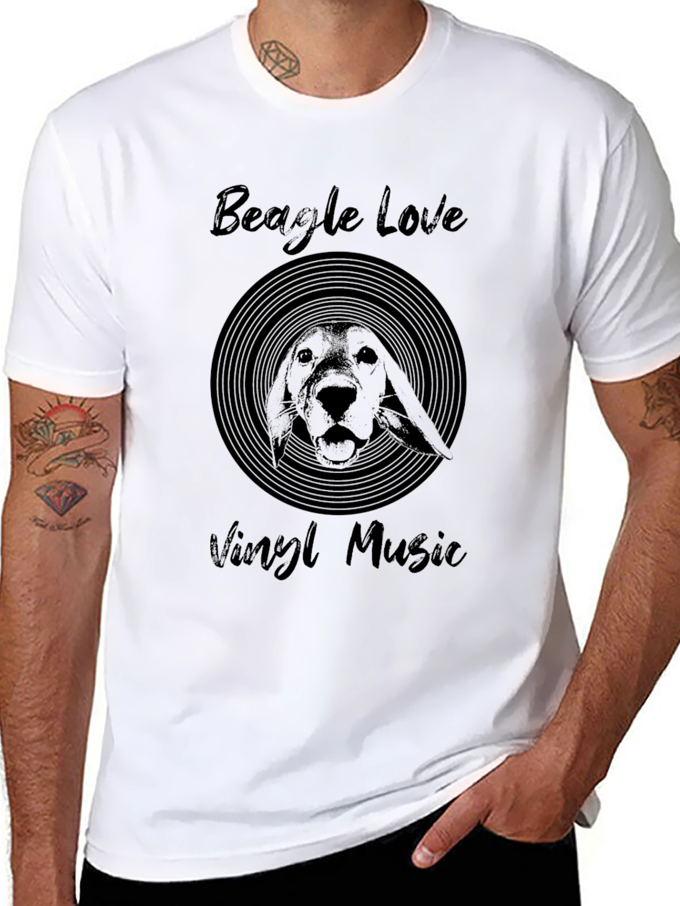 Beagle Love Vinyl Music T-Shirt