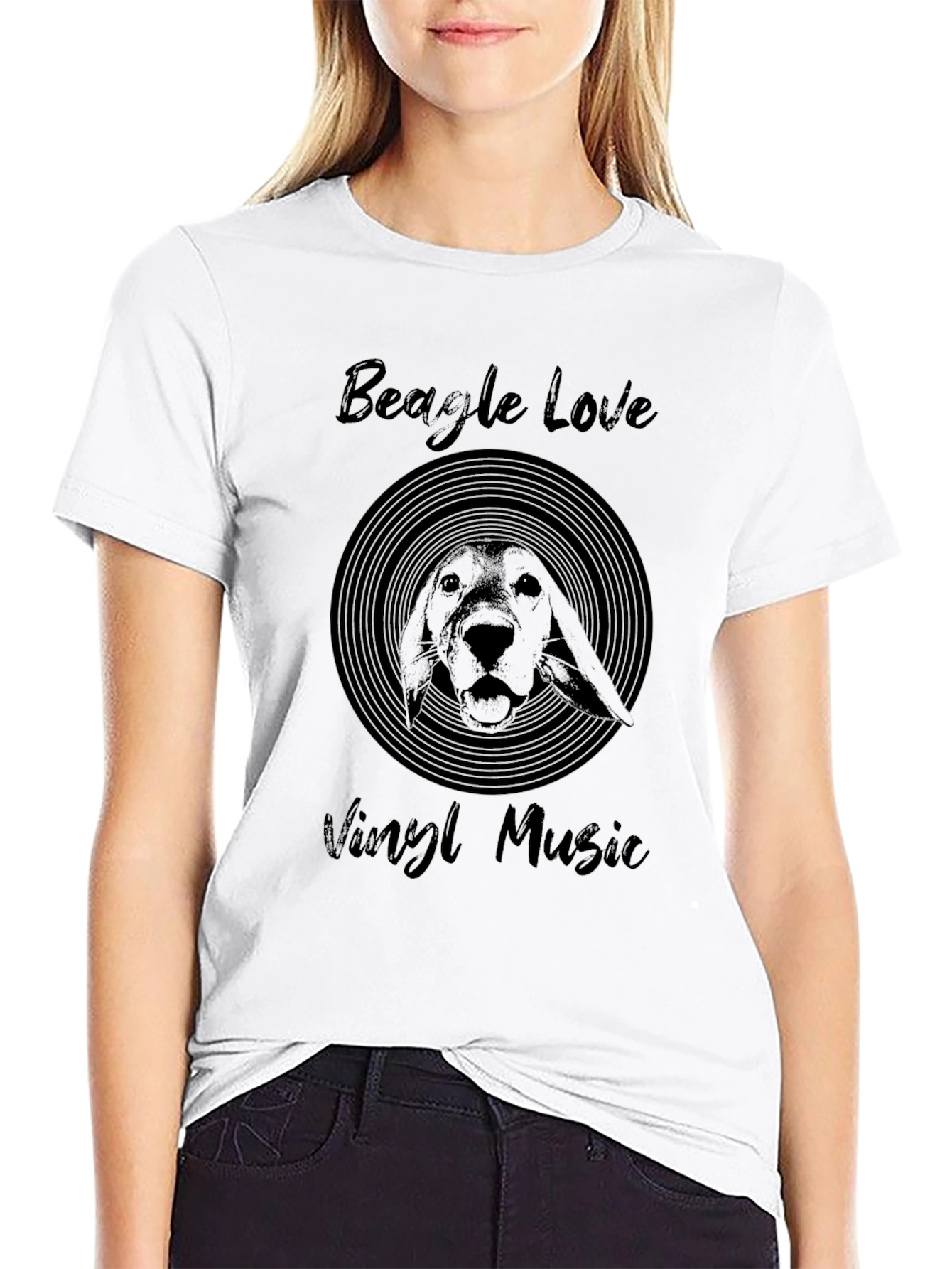 Beagle Love Vinyl Music T-Shirt