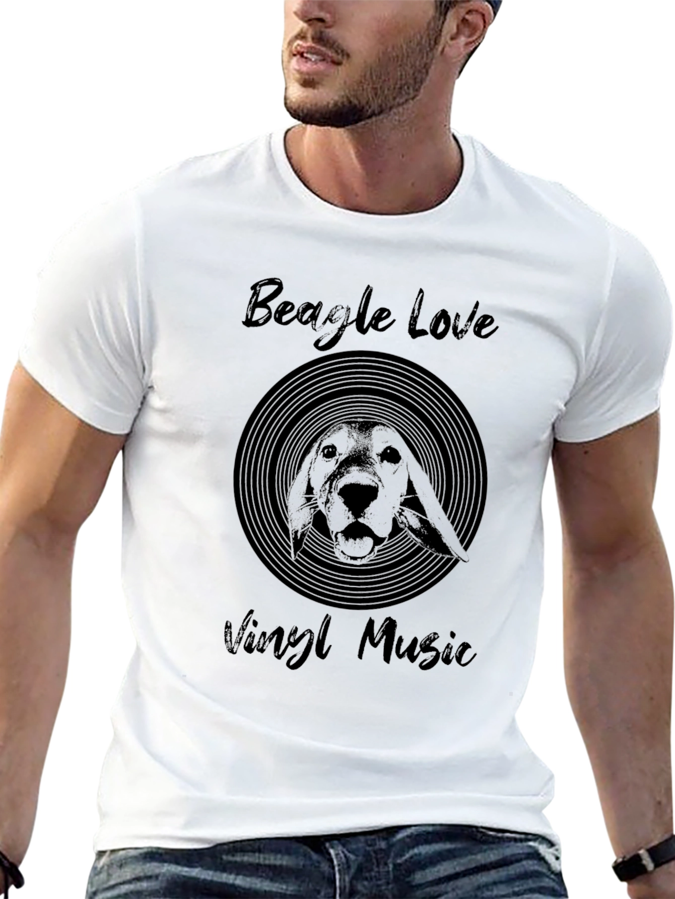 Beagle Love Vinyl Music T-Shirt