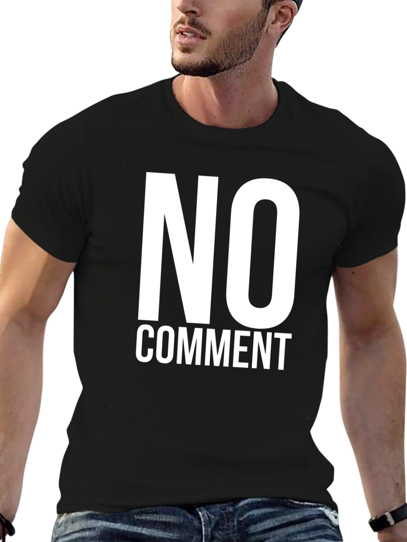 No Comment Graphic Tee - Black Cotton Casual Shirt