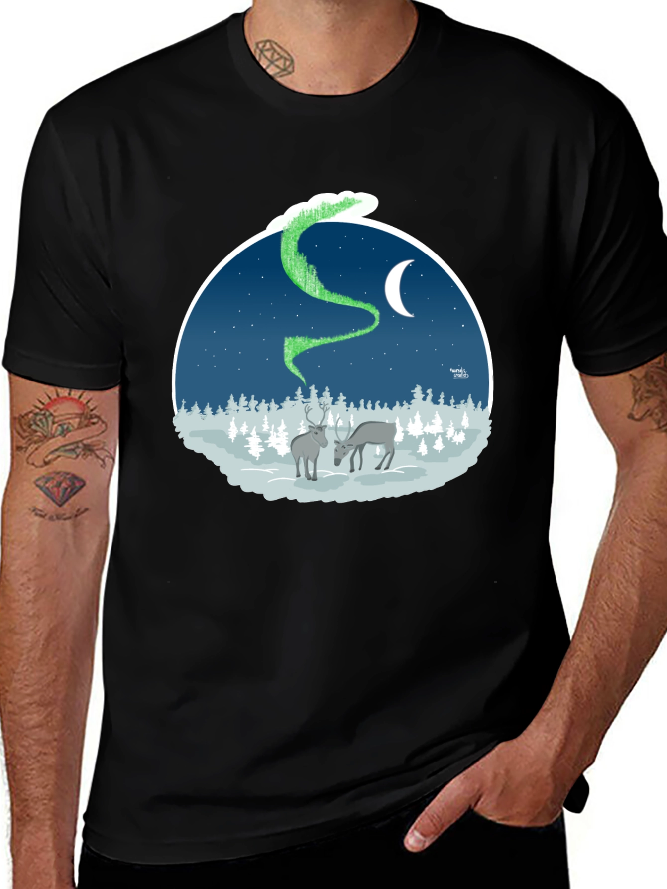 Northern Lights Deer Graphic Tee