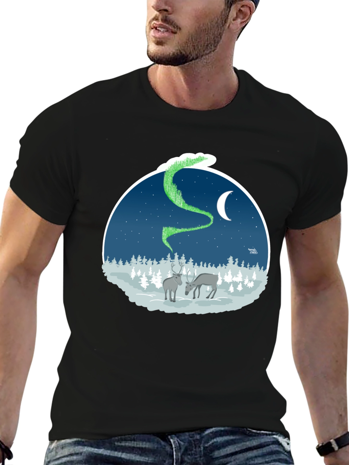 Northern Lights Deer Graphic Tee