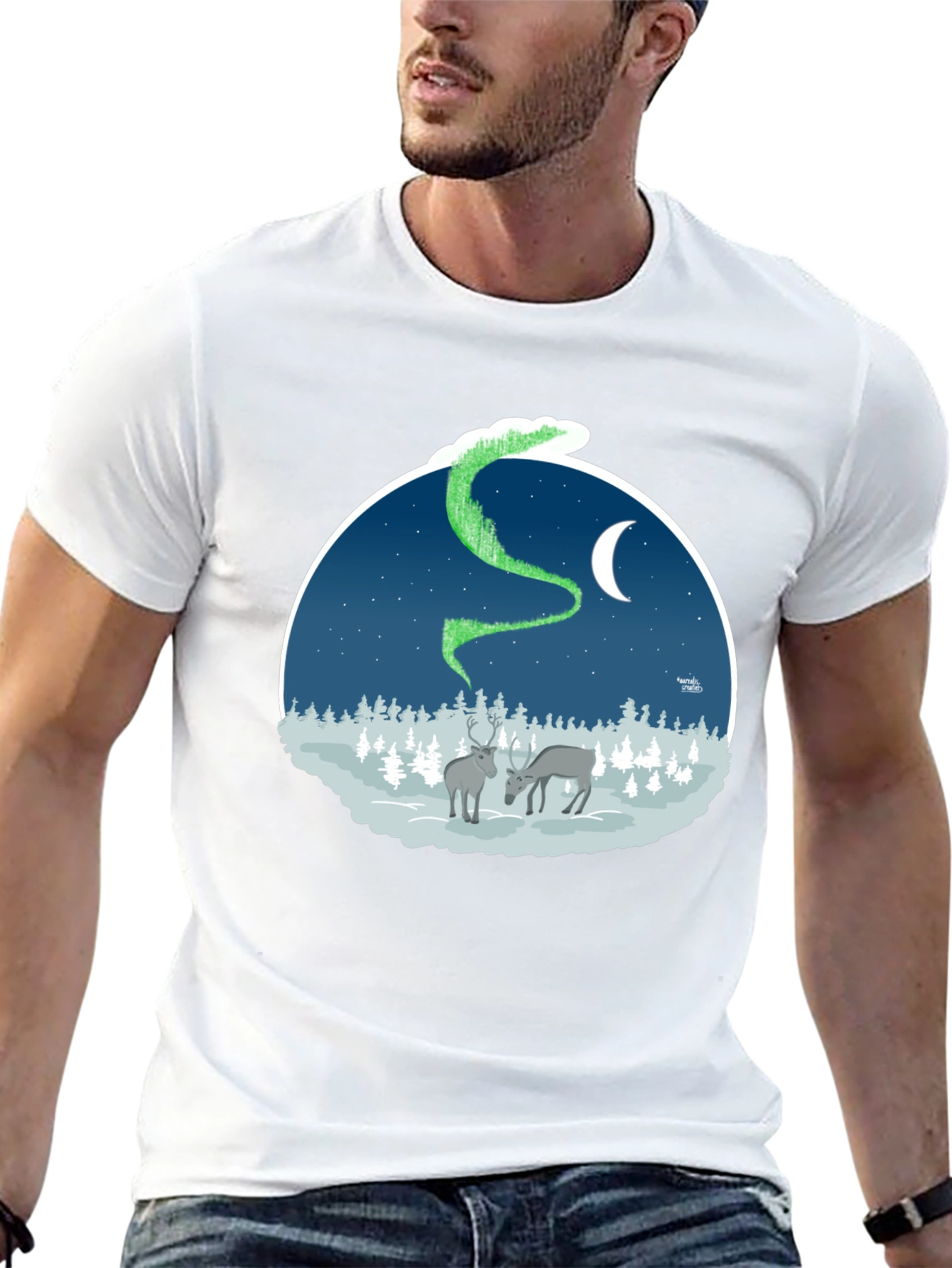 Northern Lights Deer Graphic Tee