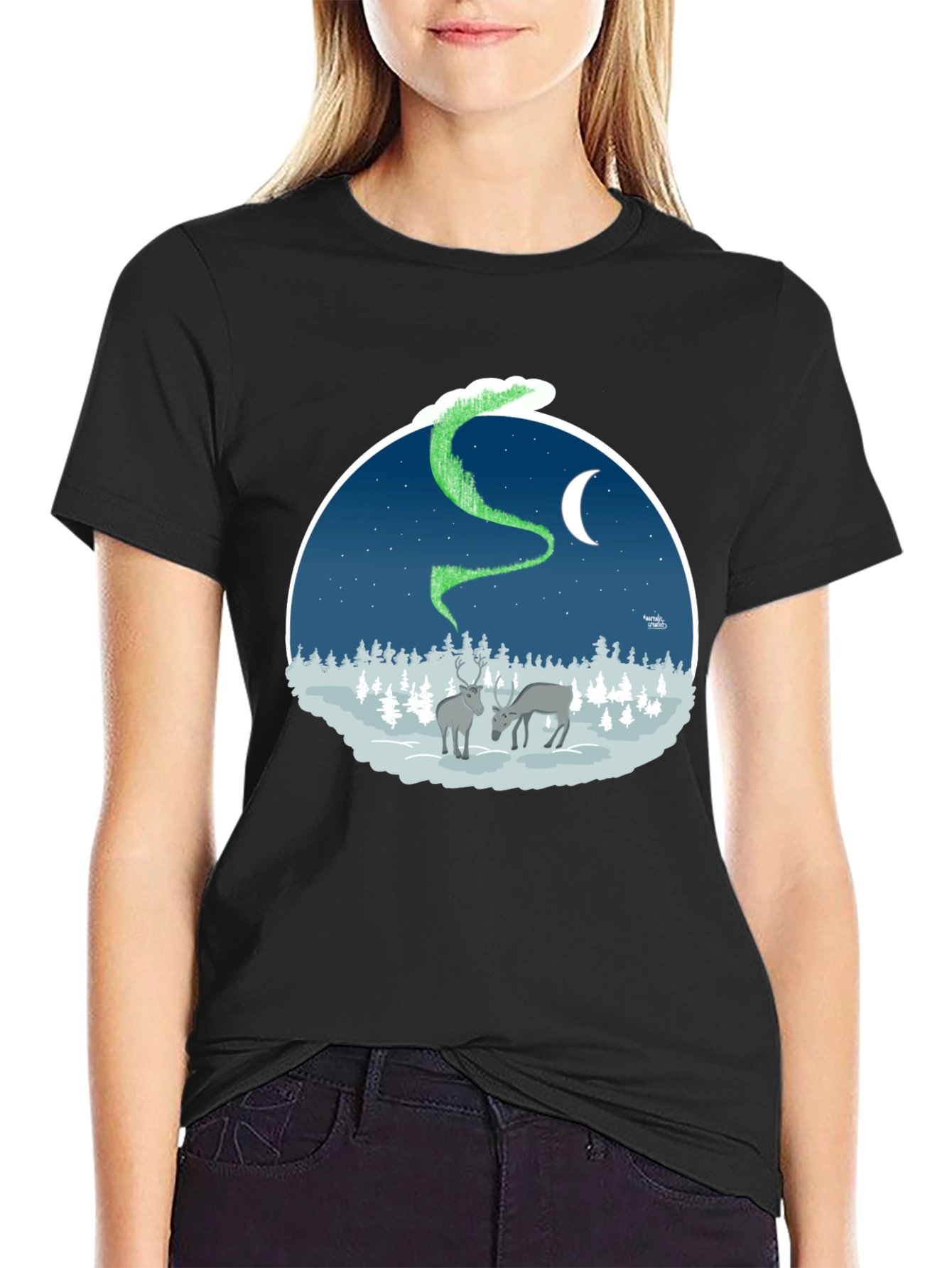 Northern Lights Deer Graphic Tee