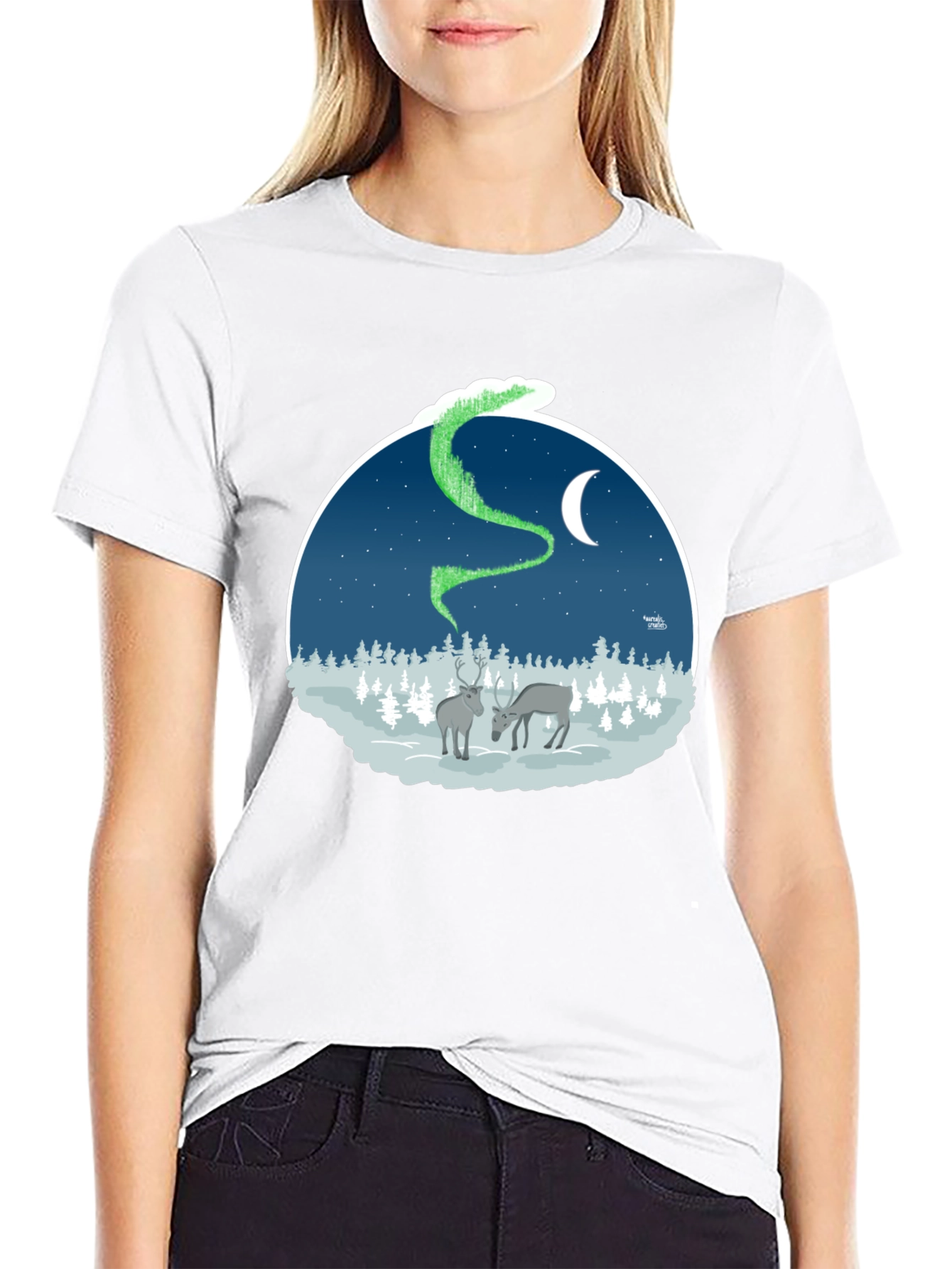 Northern Lights Deer Graphic Tee