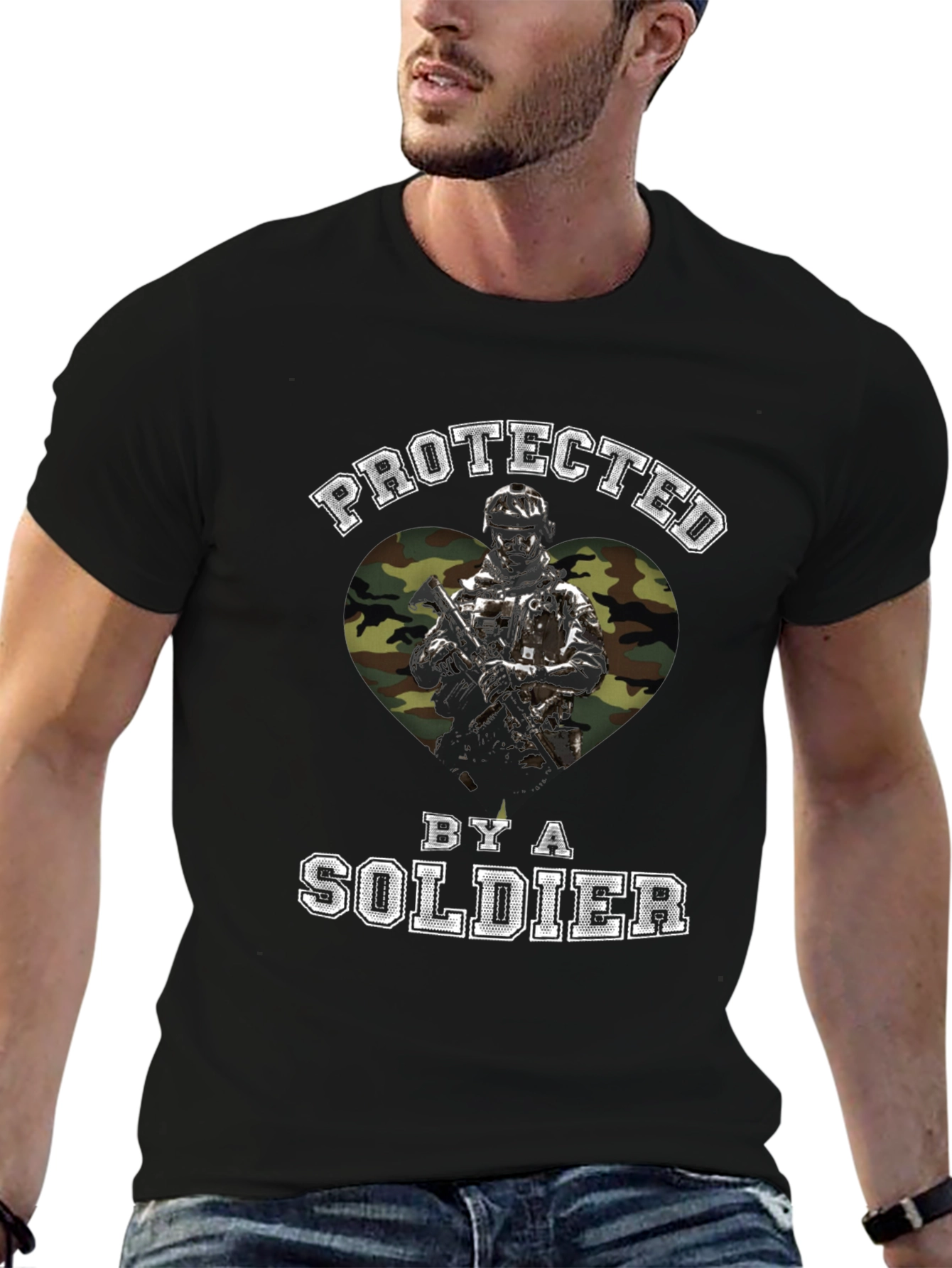 Protected by a Soldier Graphic T-Shirt