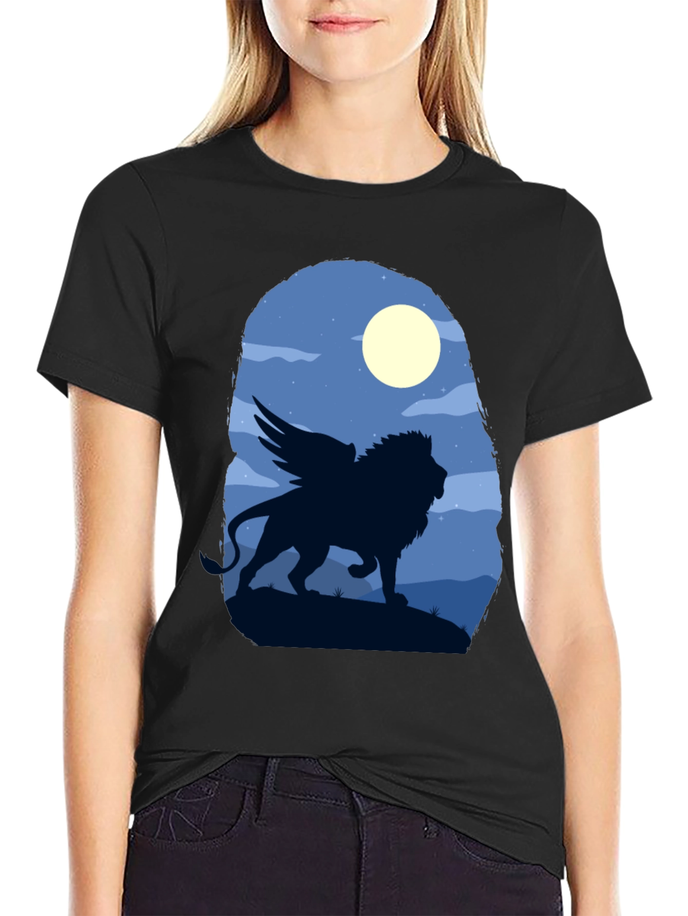 Winged Lion Graphic Tee - Black