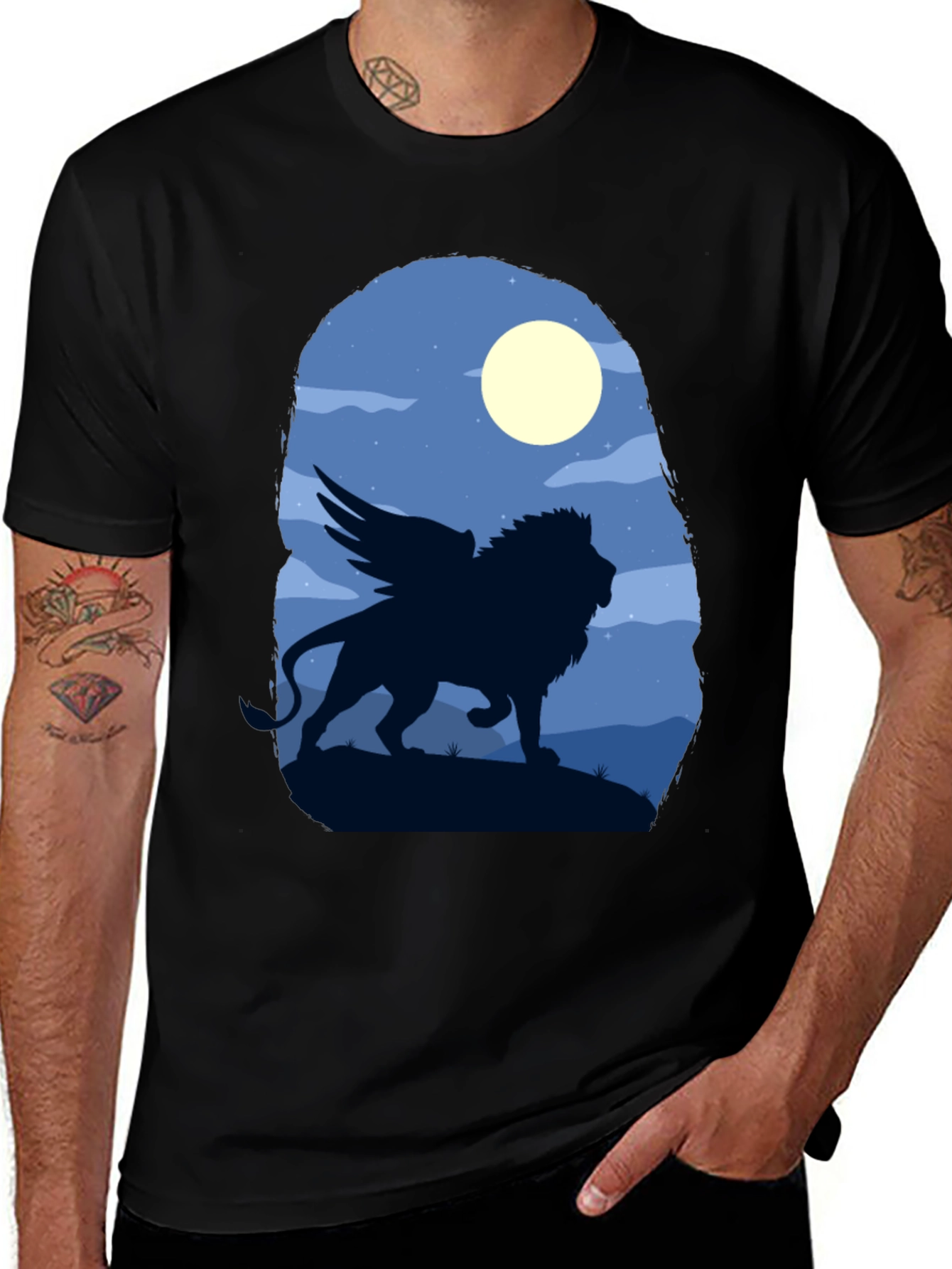 Winged Lion Graphic Tee - Black