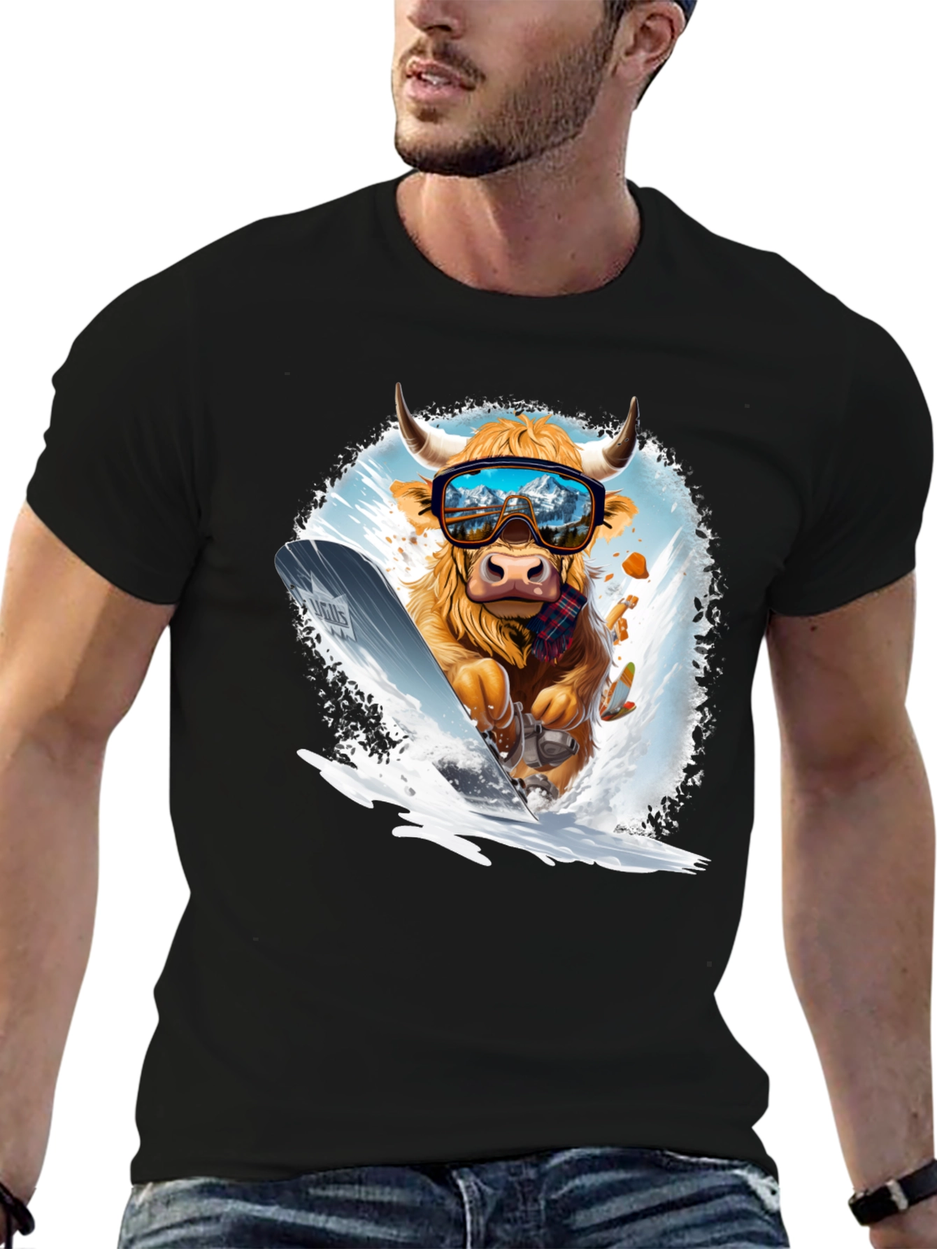 Skiing Cow Graphic Tee