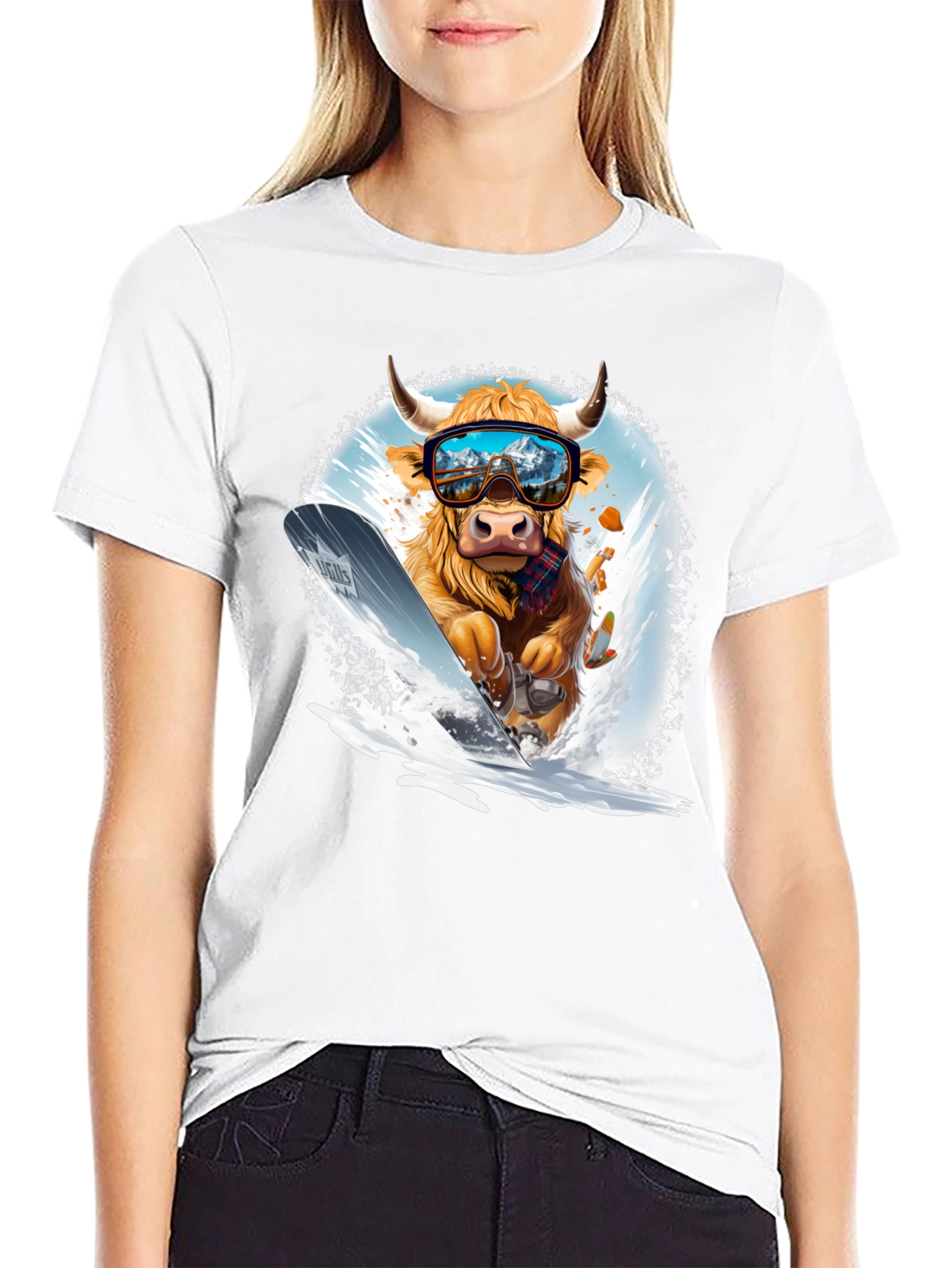 Skiing Cow Graphic Tee