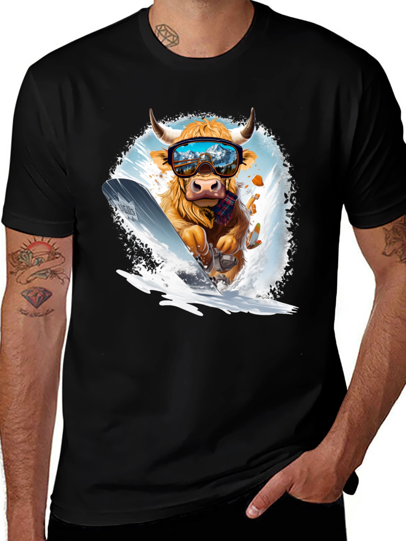 Skiing Cow Graphic Tee