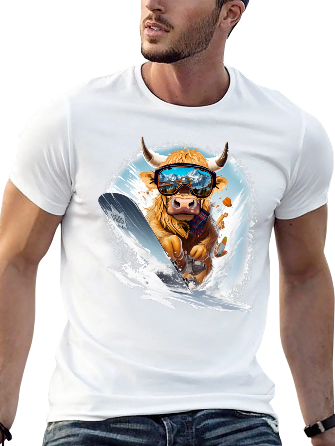 Skiing Cow Graphic Tee