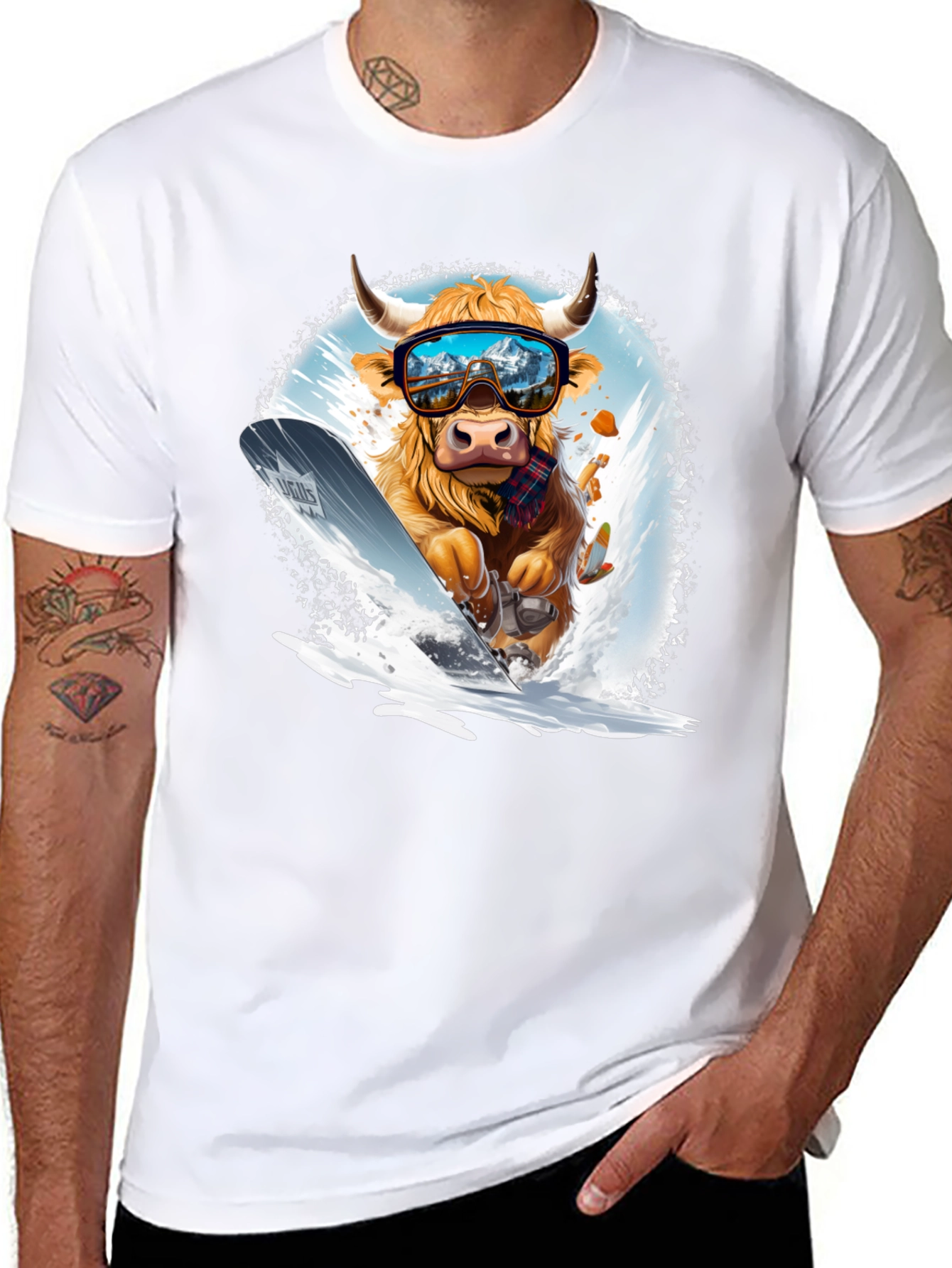 Skiing Cow Graphic Tee