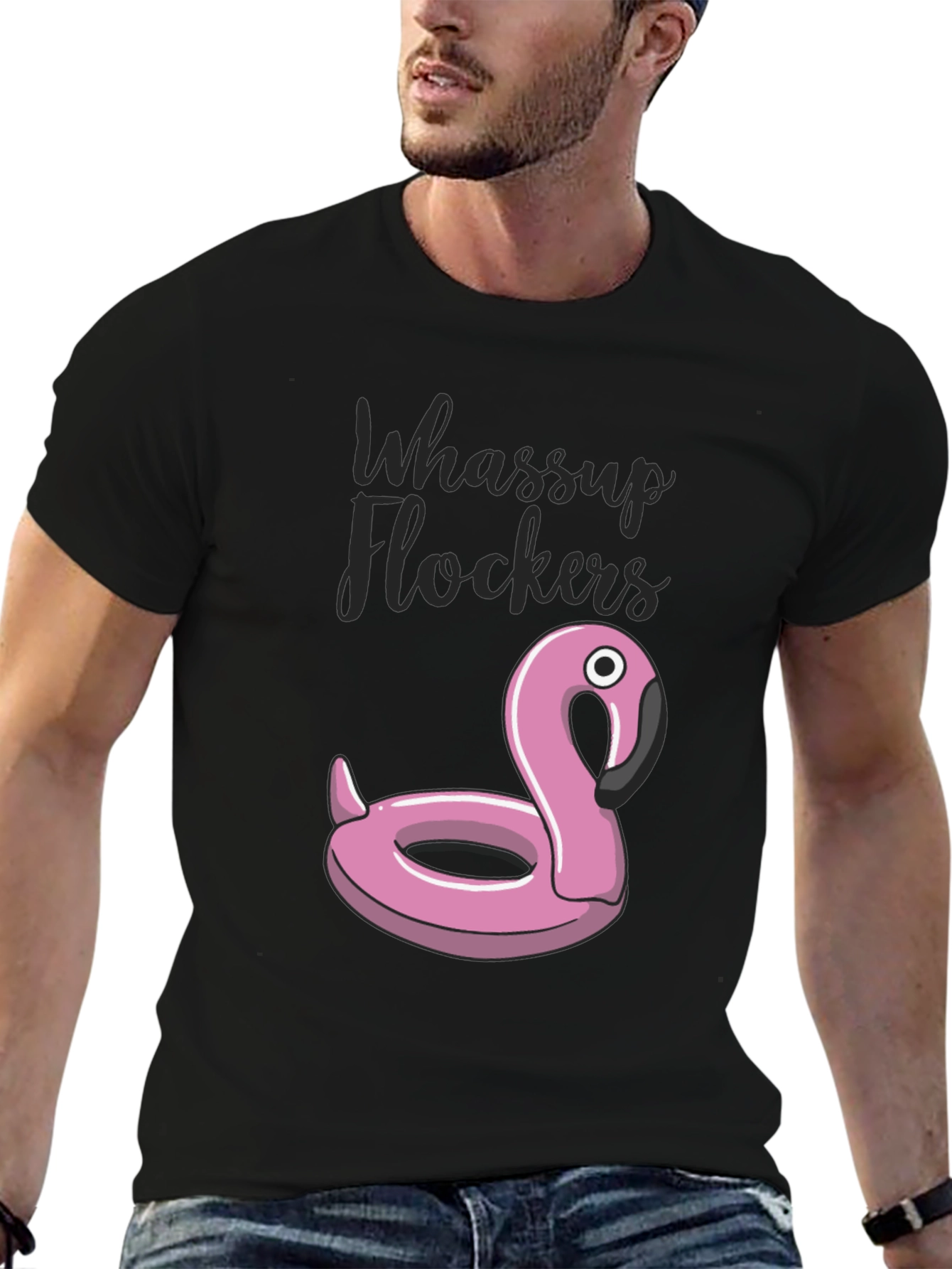 Whassup Flockers Flamingo Pool Float T-Shirt