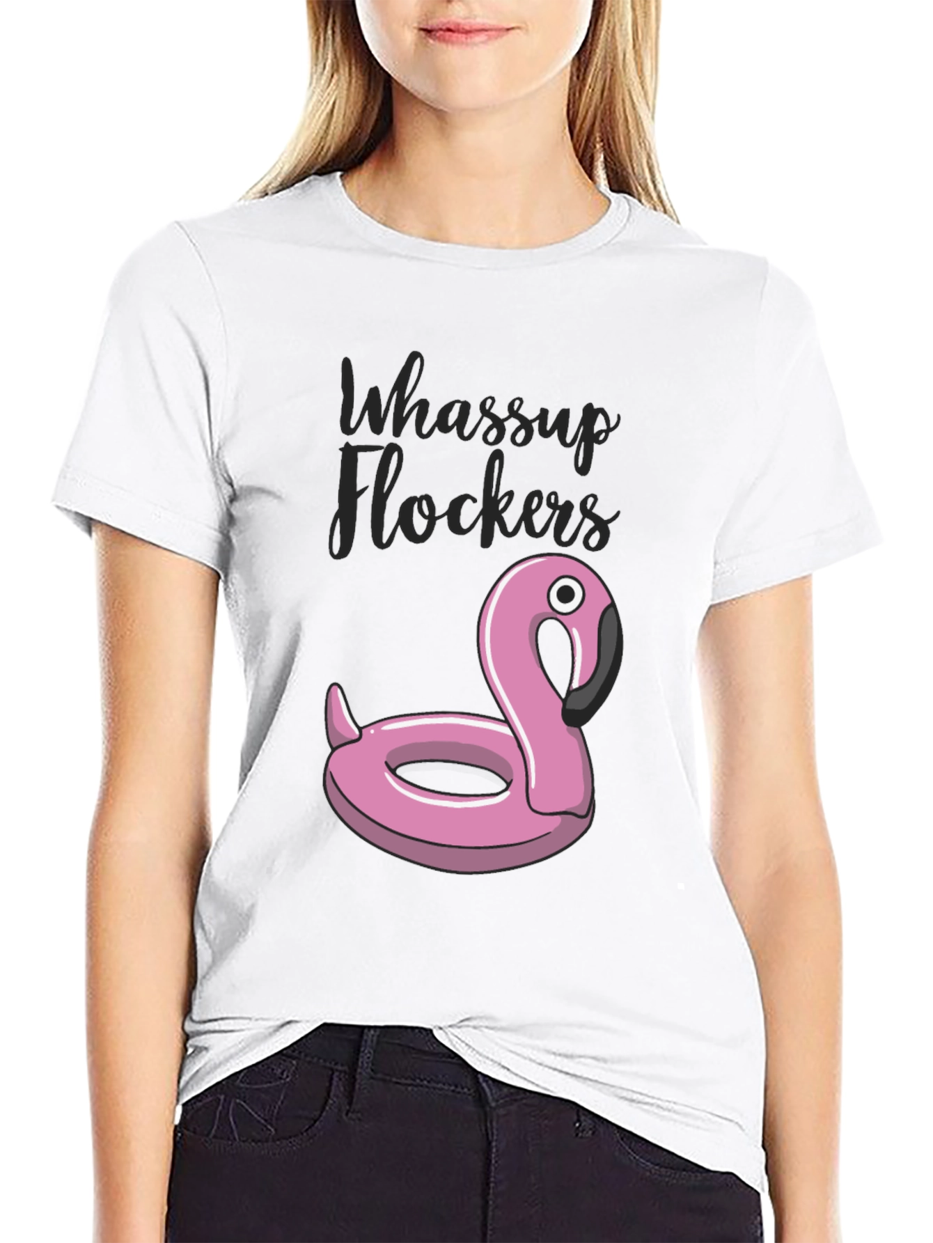 Whassup Flockers Flamingo Pool Float T-Shirt